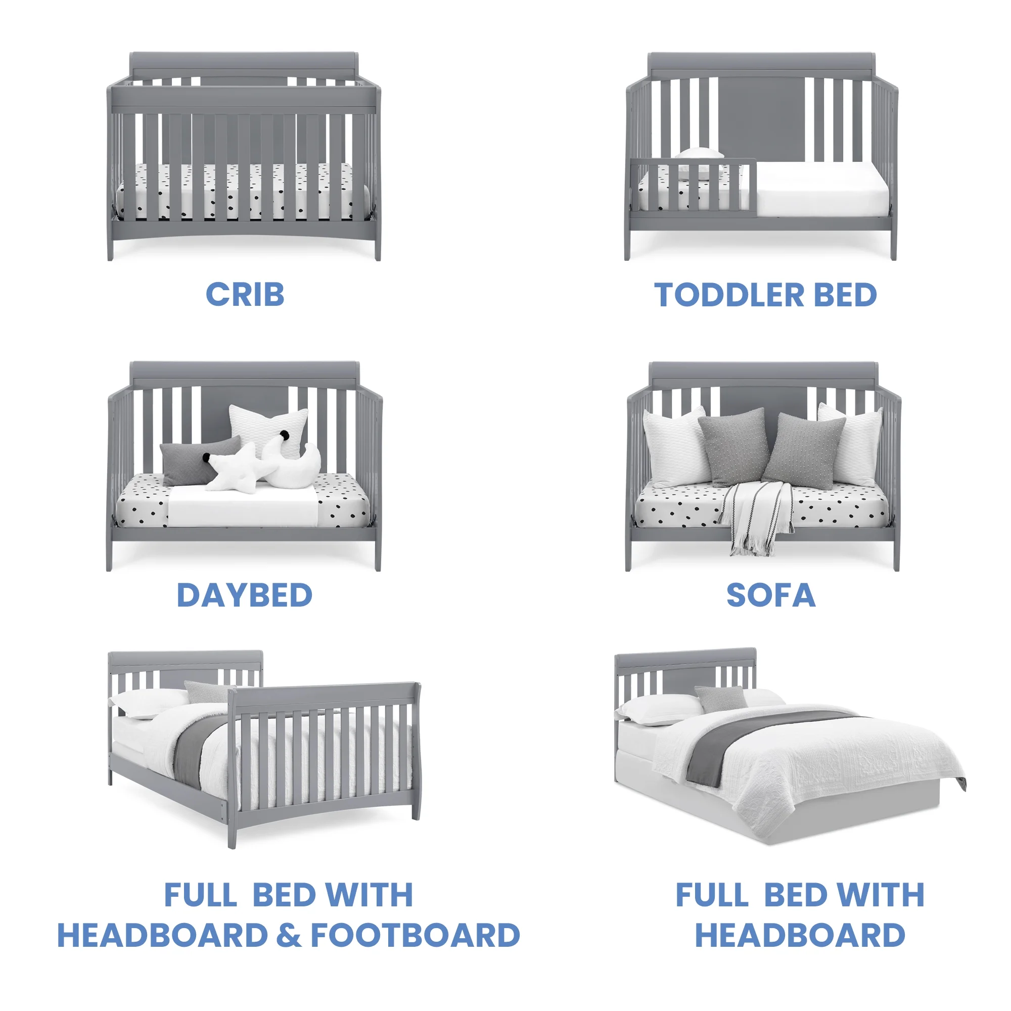 Delta Children Richmond 6-in-1 Convertible Baby Crib, Grey