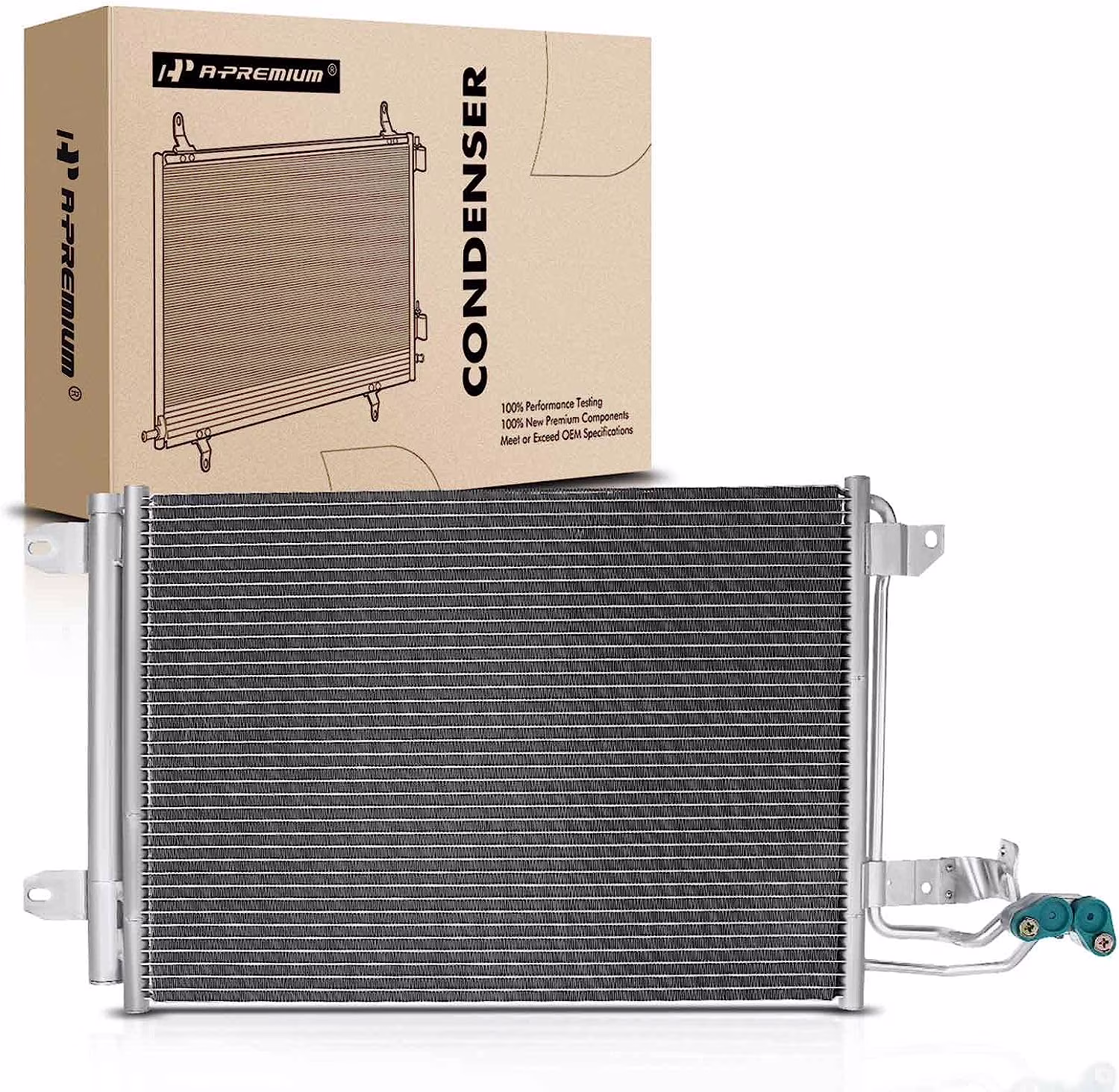 A-Premium Air Conditioning A/C Condenser Compatible with Audi A3, TT, TTS, RS Quattro & Volkswagen Jetta 2005-2010, Golf, City, GTI & More, Replace# 3255, 1K0820411D