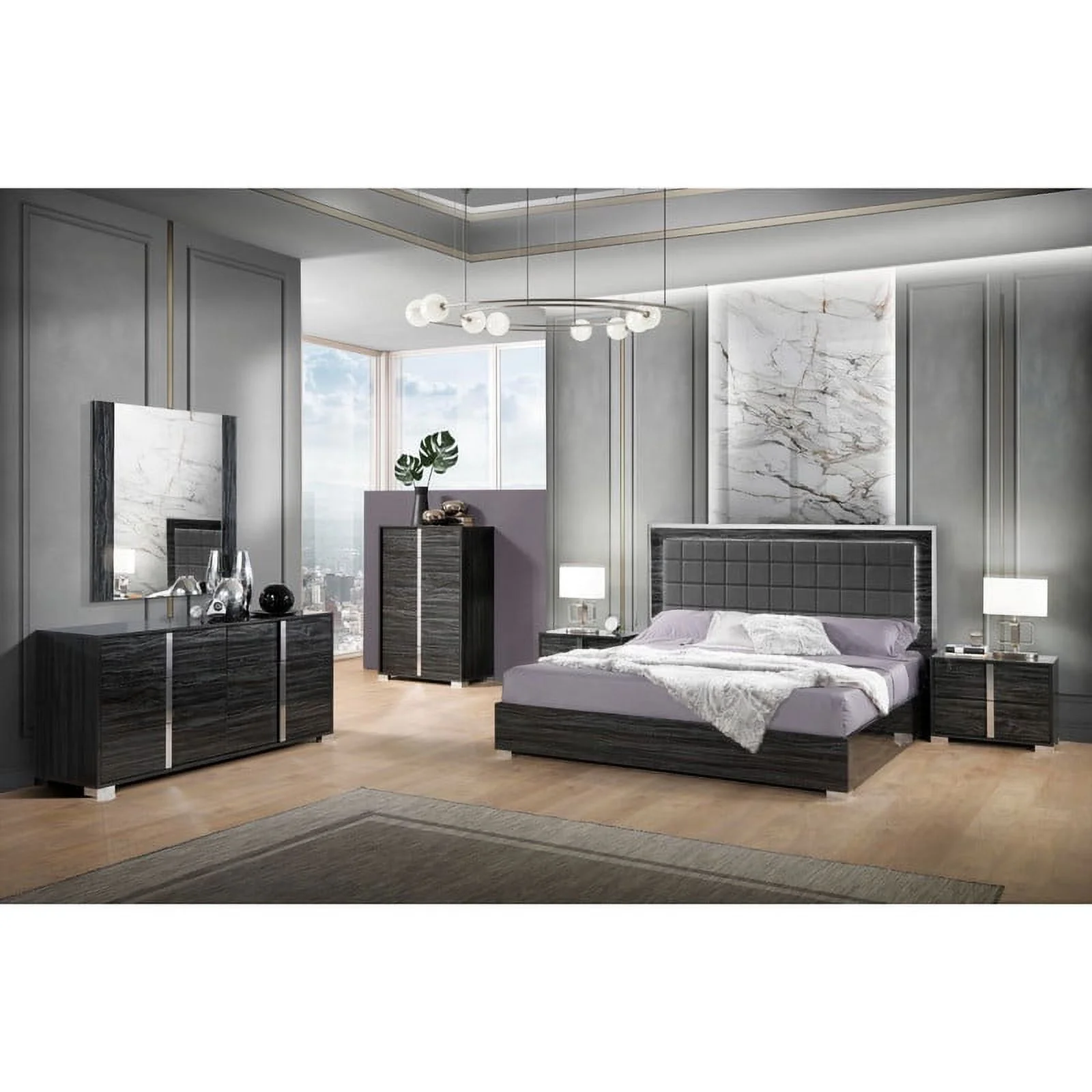 Alice Premium 3-Piece Bedroom Set, Gloss Gray, Twin Size