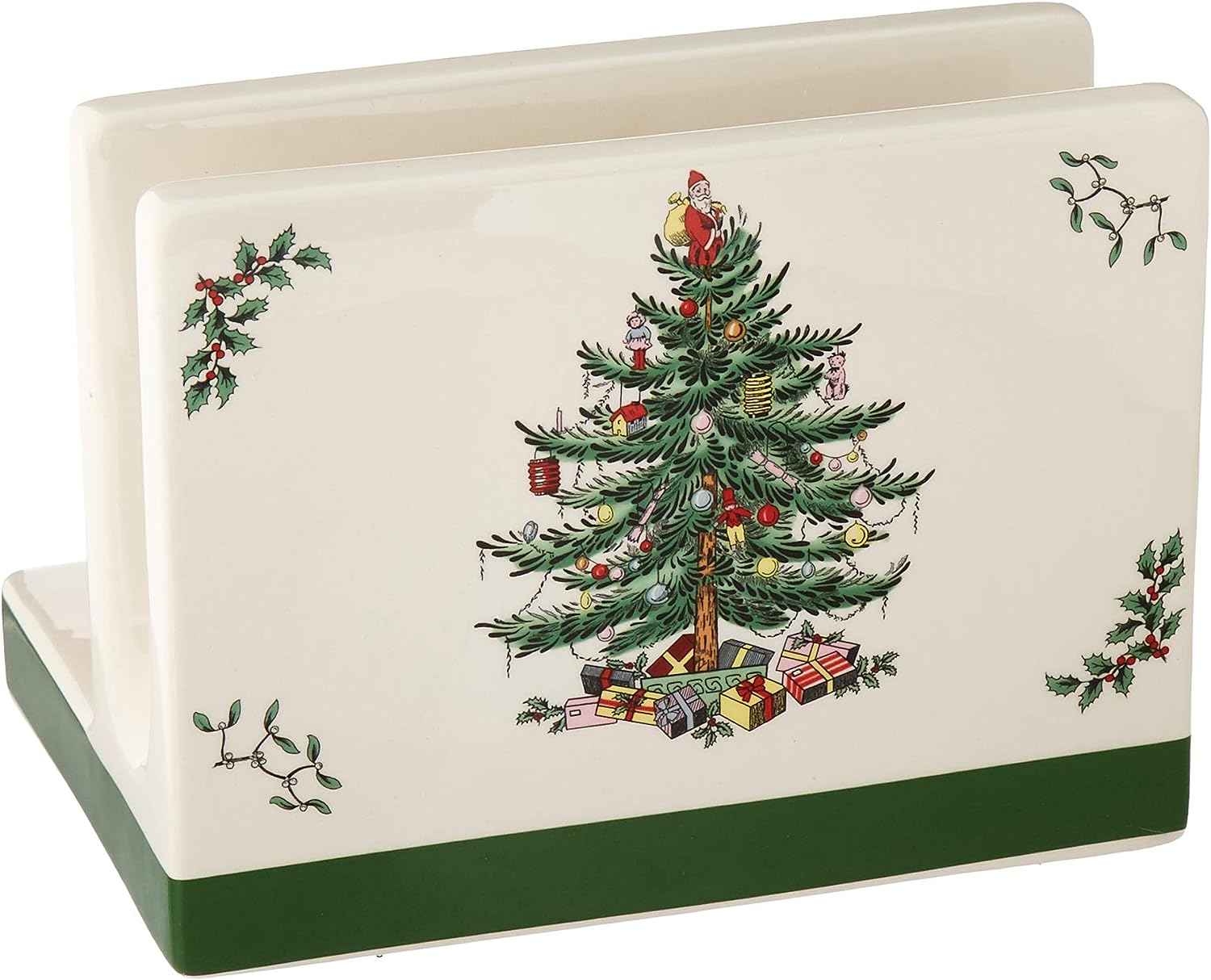 Spode Christmas Tree Napkin Holder with Salt & Pepper Set, Made of Earthenware