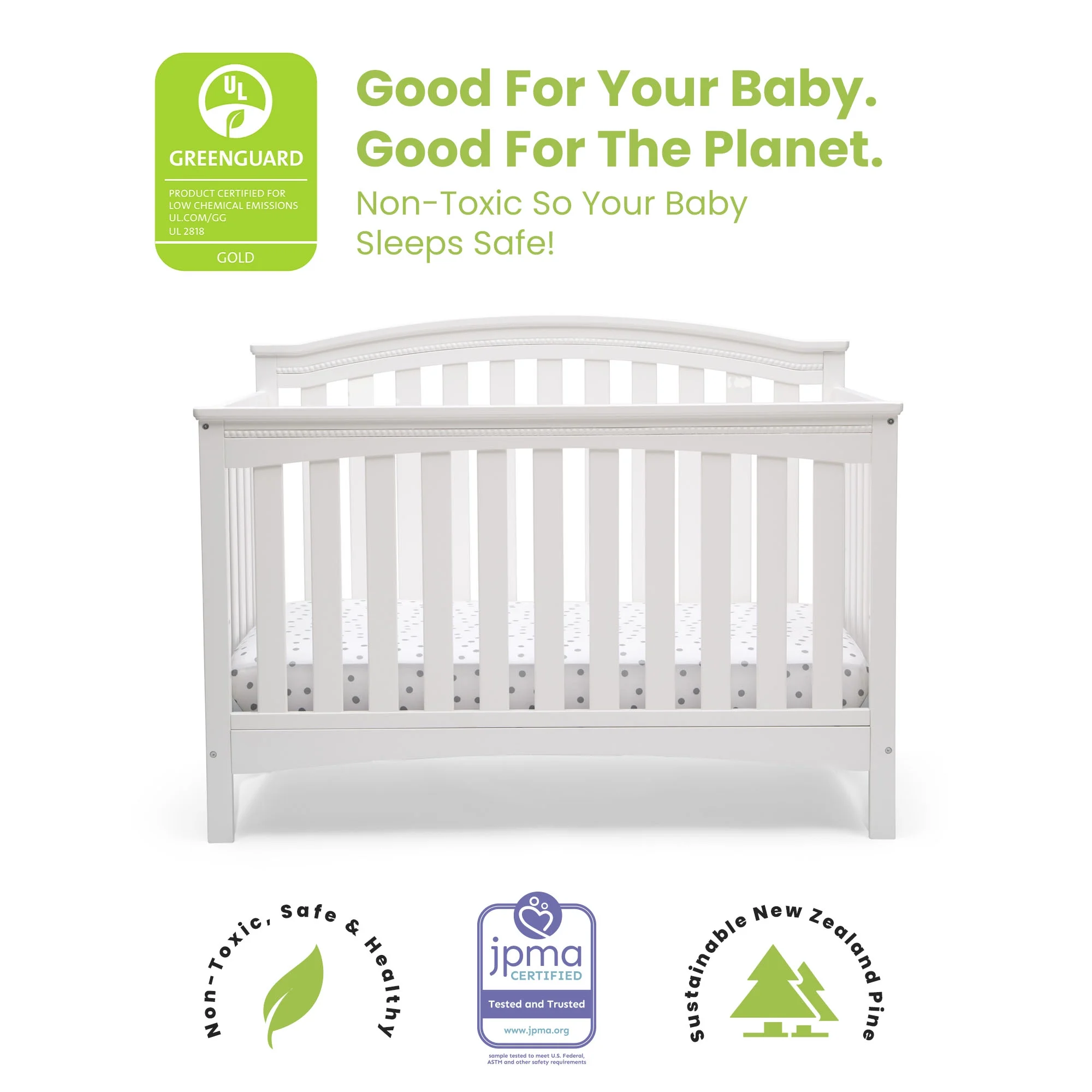 Delta Children Waverly 6-in-1 Convertible Baby Crib, Bianca White