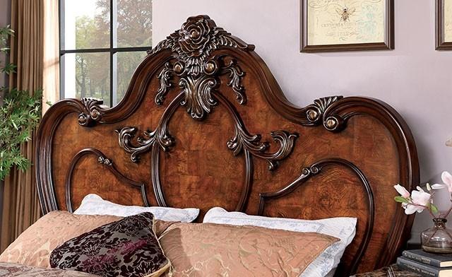 Antique Dark Oak Solid Wood Queen Bedroom Set 5pcs FOA CM7183 Rosewood