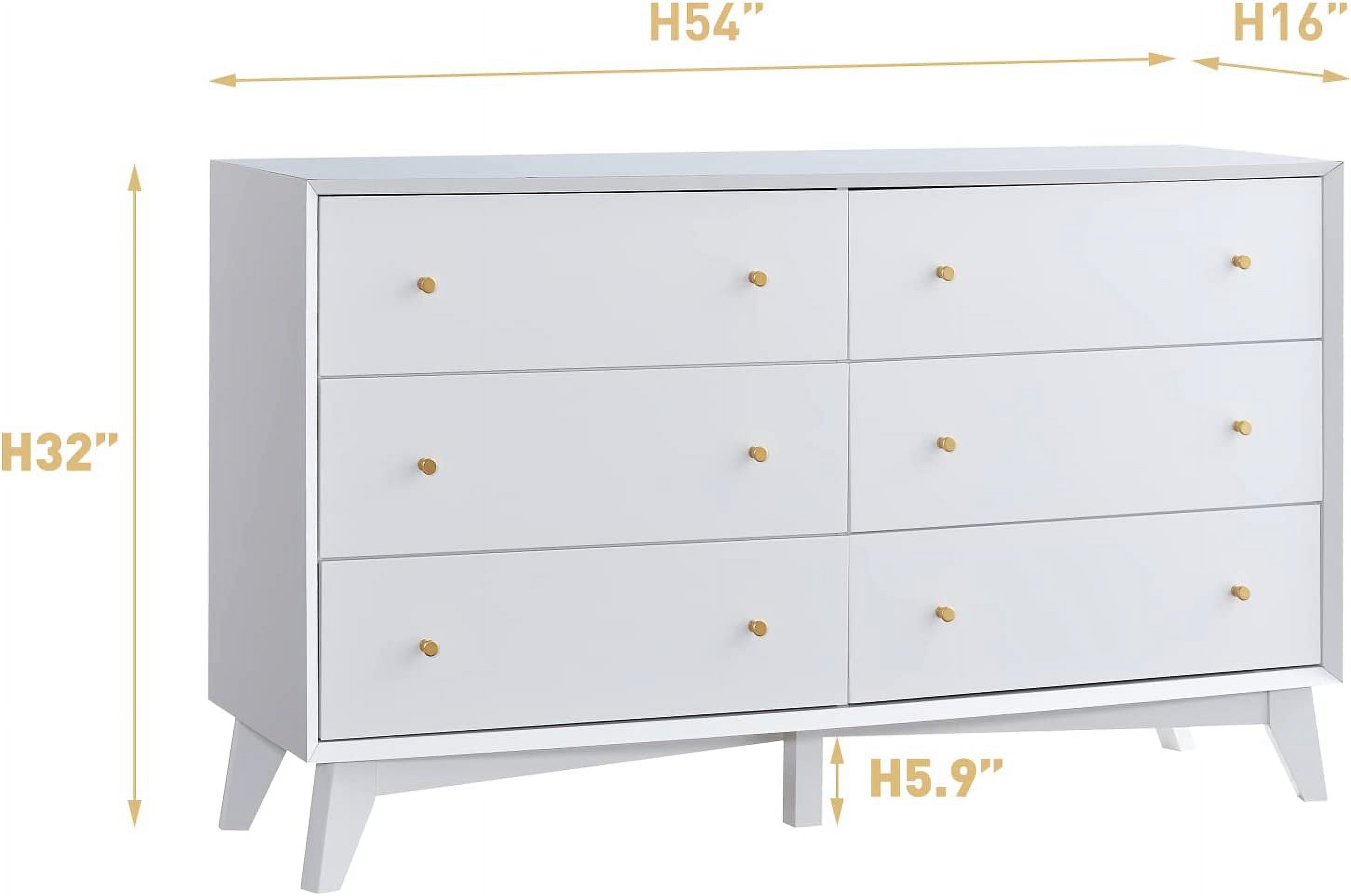 6 Drawer Dresser for Bedroom Mid-Centry Modern Dresser Wide 6 Chest of Drawers Wood Storage Organizer Dresser Nursery Dresser for Living Room  Hallway  Bedroom  Kids Bedroom  Espresso
