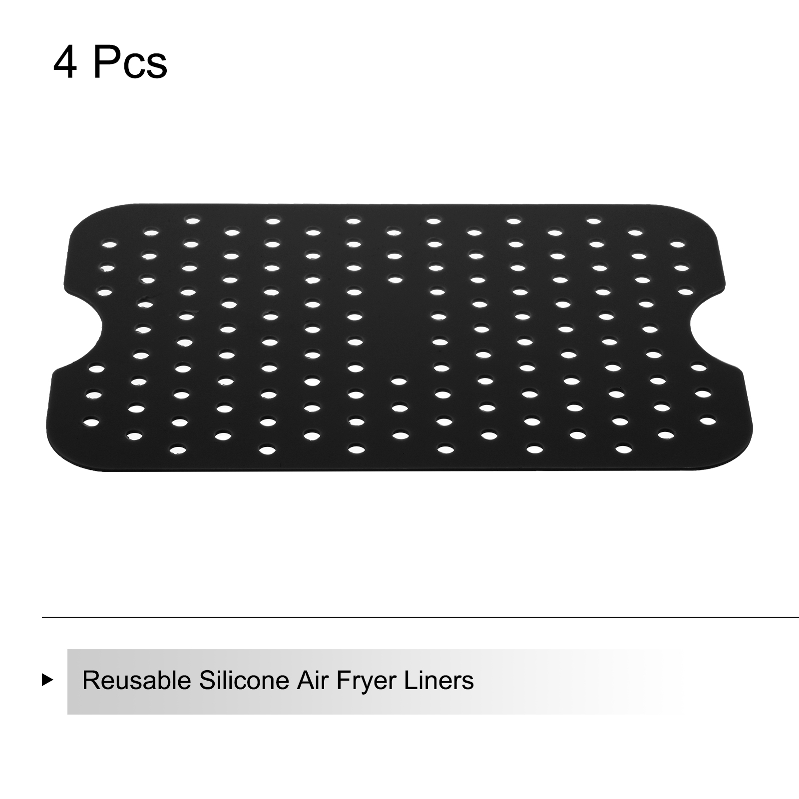 Reusable Silicone Air Fryer Liners Non-Stick Silicone Liner 5x8 Inch Black, Pack of 4