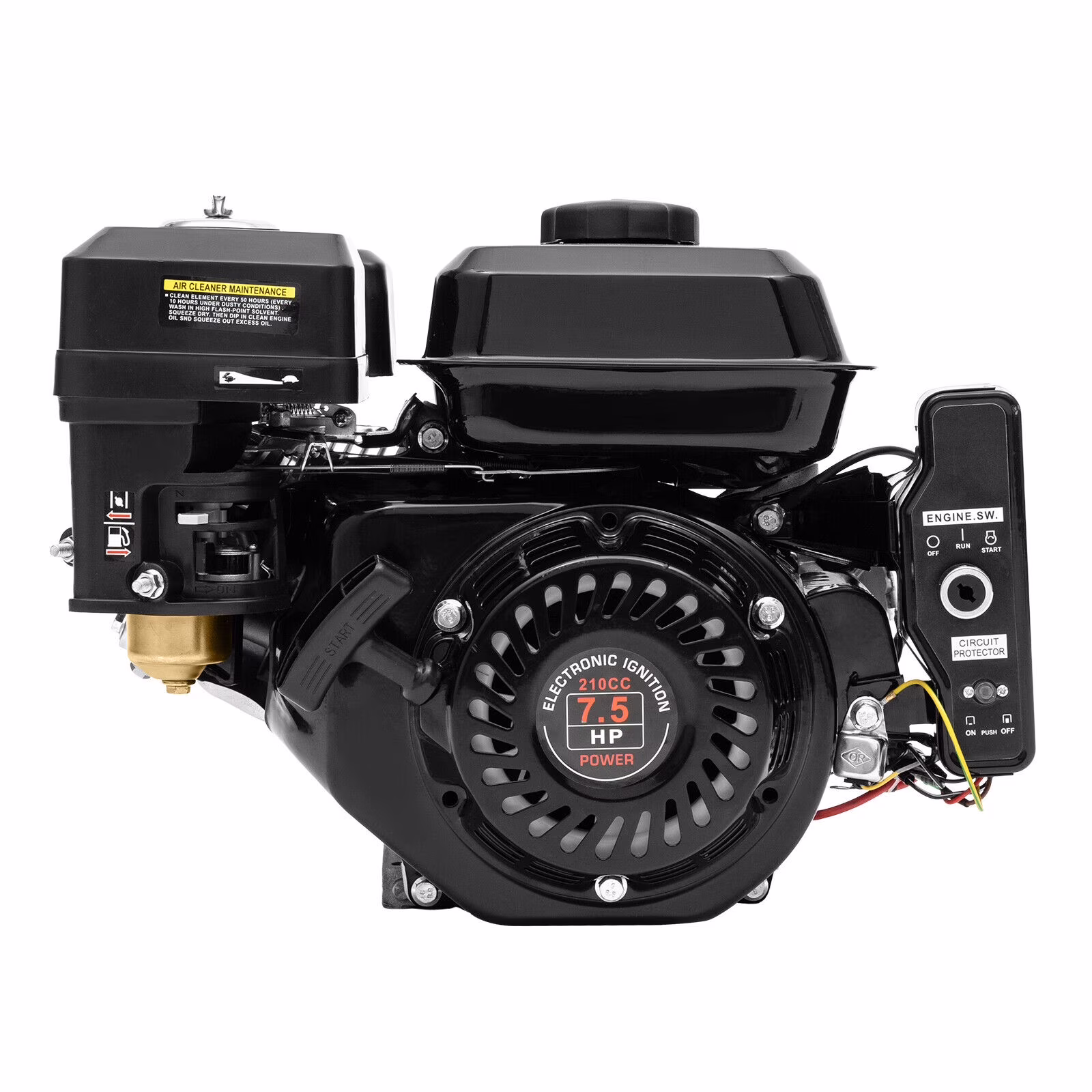 Oukaning 7.5HP 4-Strokes Electric Start Horizontal Engine Go Kart Gas Engine Motor for 212CC Black