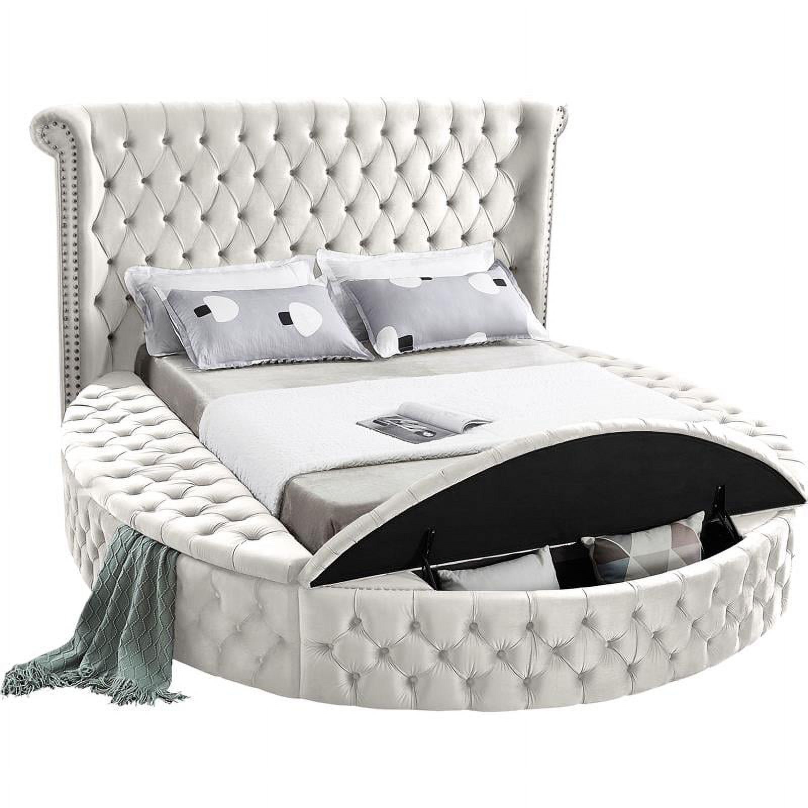 Meridian Furniture Luxus Cream Velvet Queen Bed