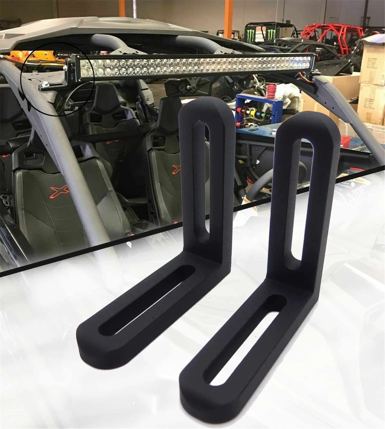 HTTMT- Upper LED Light Bar Over Roof Mount Bracket Compatible with 17-19 CAN-AM MAVERICK X3/MAX 40