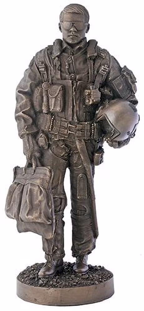 Jet Fighter Pilot in Uniform Statue Military Figurine