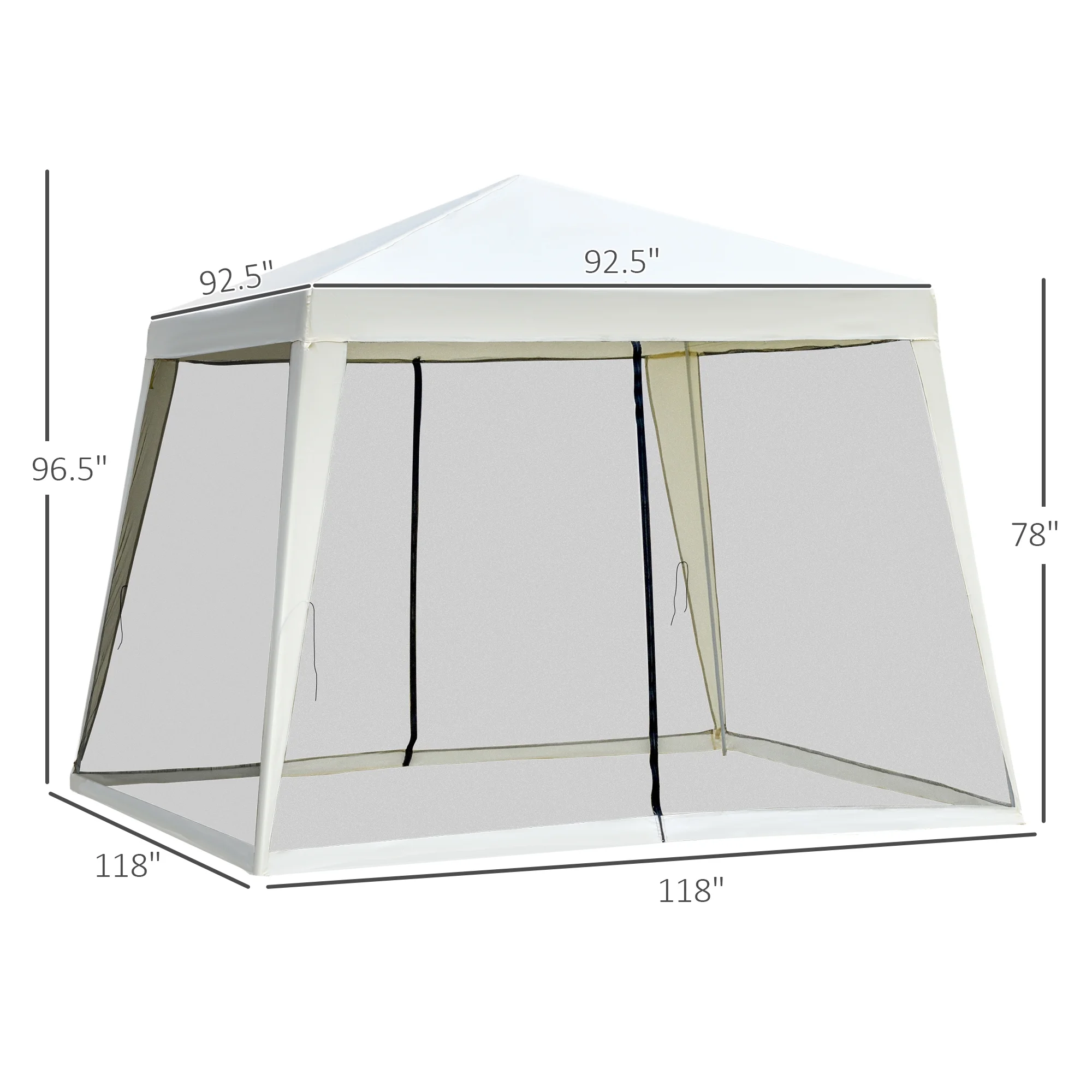 10' x 10' Folding Slant Leg Screened Sun Shelter Canopy Tent with Mesh Sidewalls