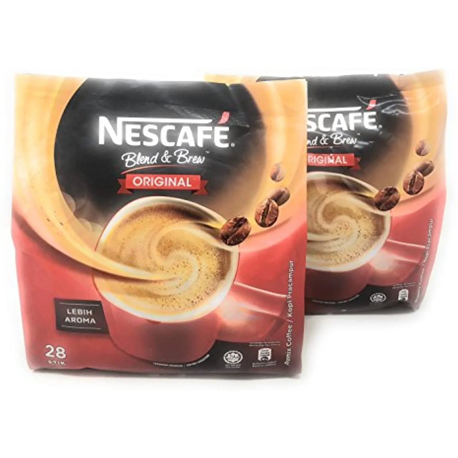 Nescafé 2 Packs 3-In-1 Original Premix Instant Coffee Single Serve Packets Total 56 Sticks