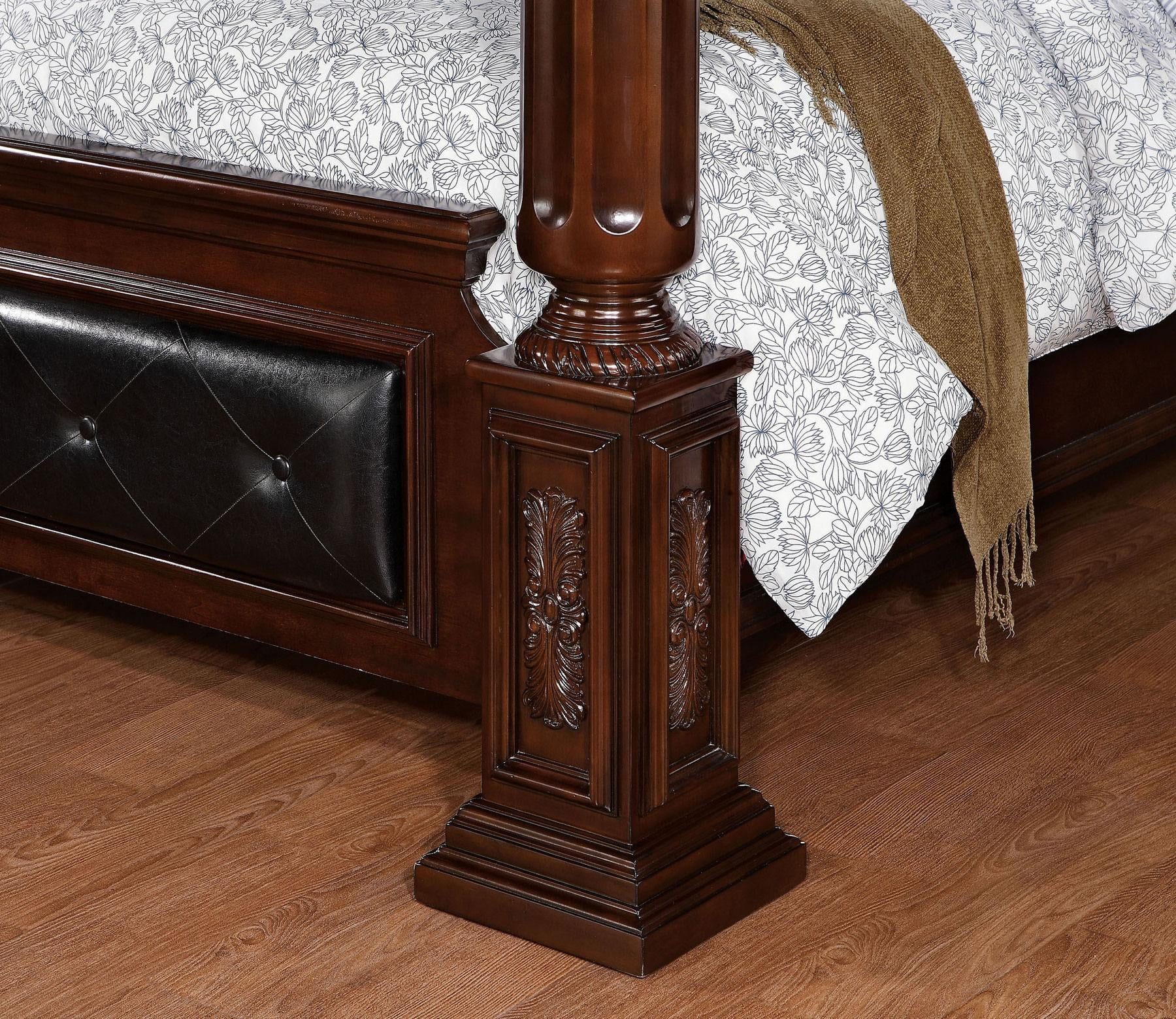 Traditional Brown Cherry Solid Wood King Bedroom Set 5pcs FOA CM7271-EK Mandalay