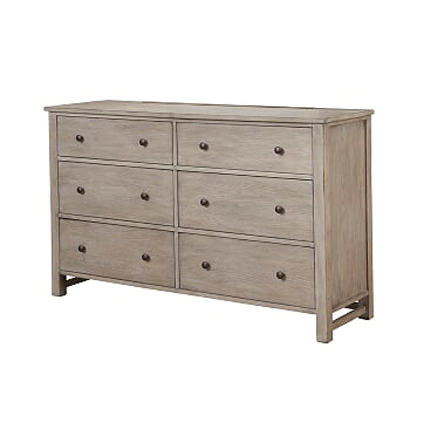 Six Drawer Transitional Style Dresser with Grain Details, Gray