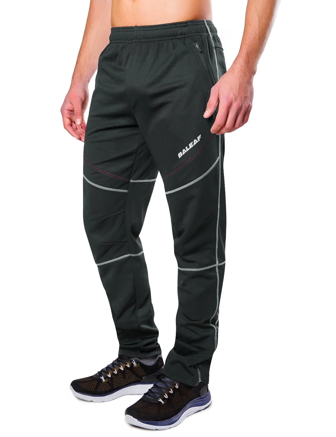 BALEAF Men's Winter Cycling Pants Cold Weather Running Gear Thermal Mountain Bike Apparel Windproof Jogging Black M