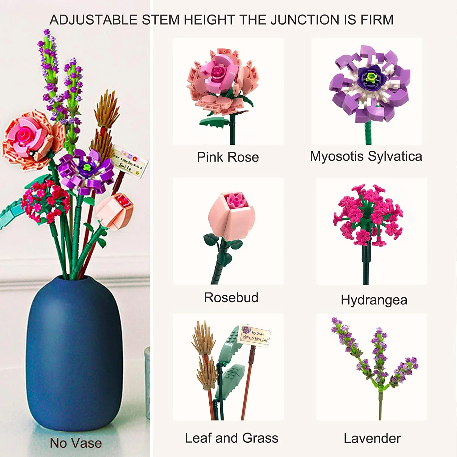 Cumbed Cumbed Flowers Building Blocks,547 PCS Flower Bouquet Building Kit,Mini Rose Artificial Flowers Building Blocks