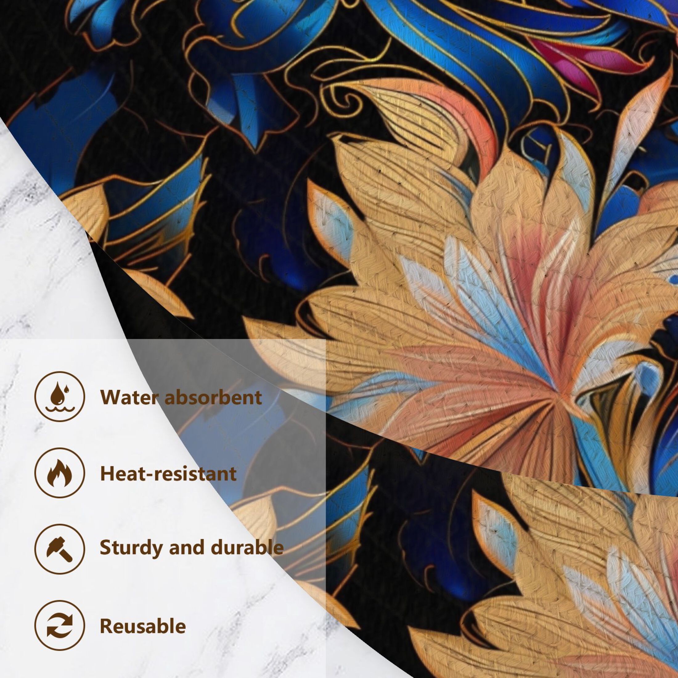 Flowers 3 PCs Pot Holders Trivets Kitchen 15