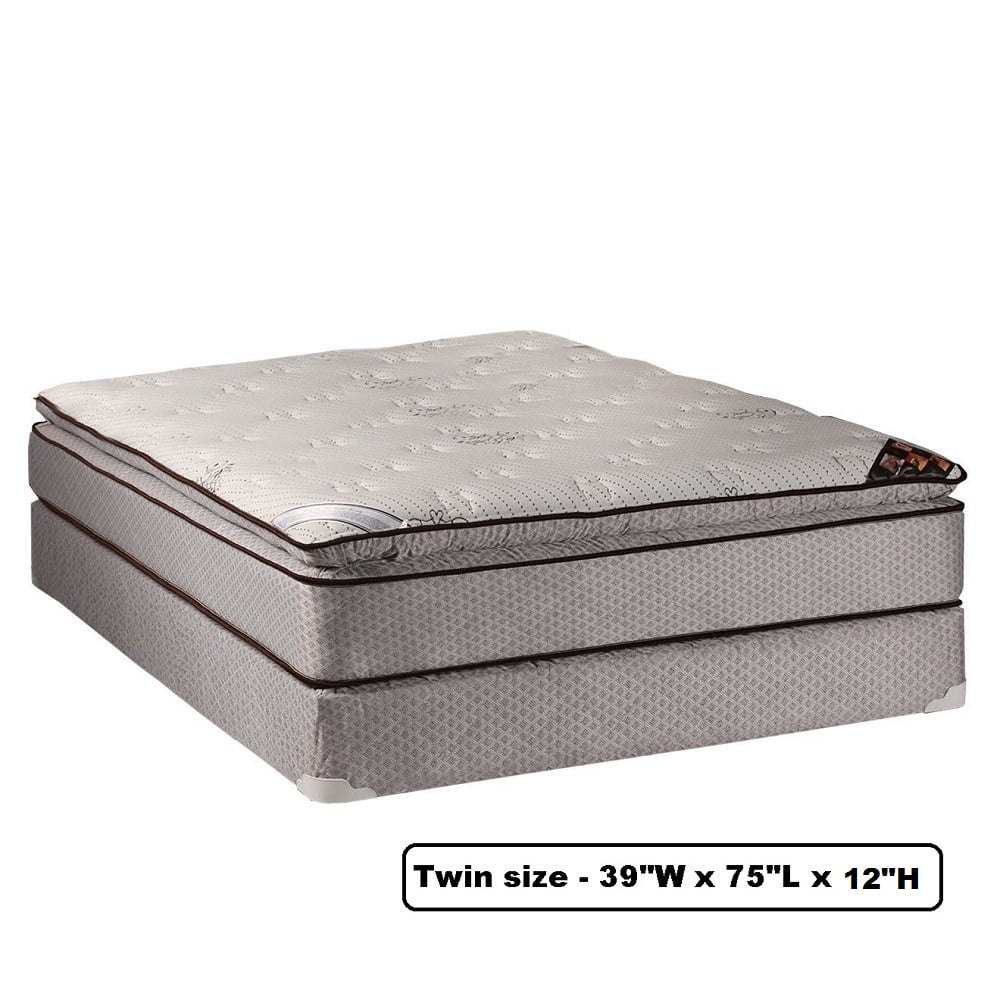 DS USA Spinal Plush PillowTop Eurotop Mattress Set with Metal Bed Frame Included - Sleep System with Enhanced Cushion Support, Orthopedic Type by Dream Solutions USA (Twin 39