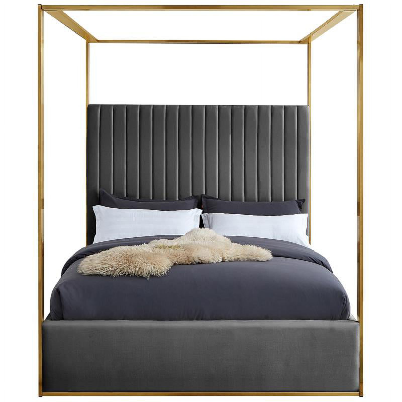 Meridian Furniture Jones Grey Velvet King Bed