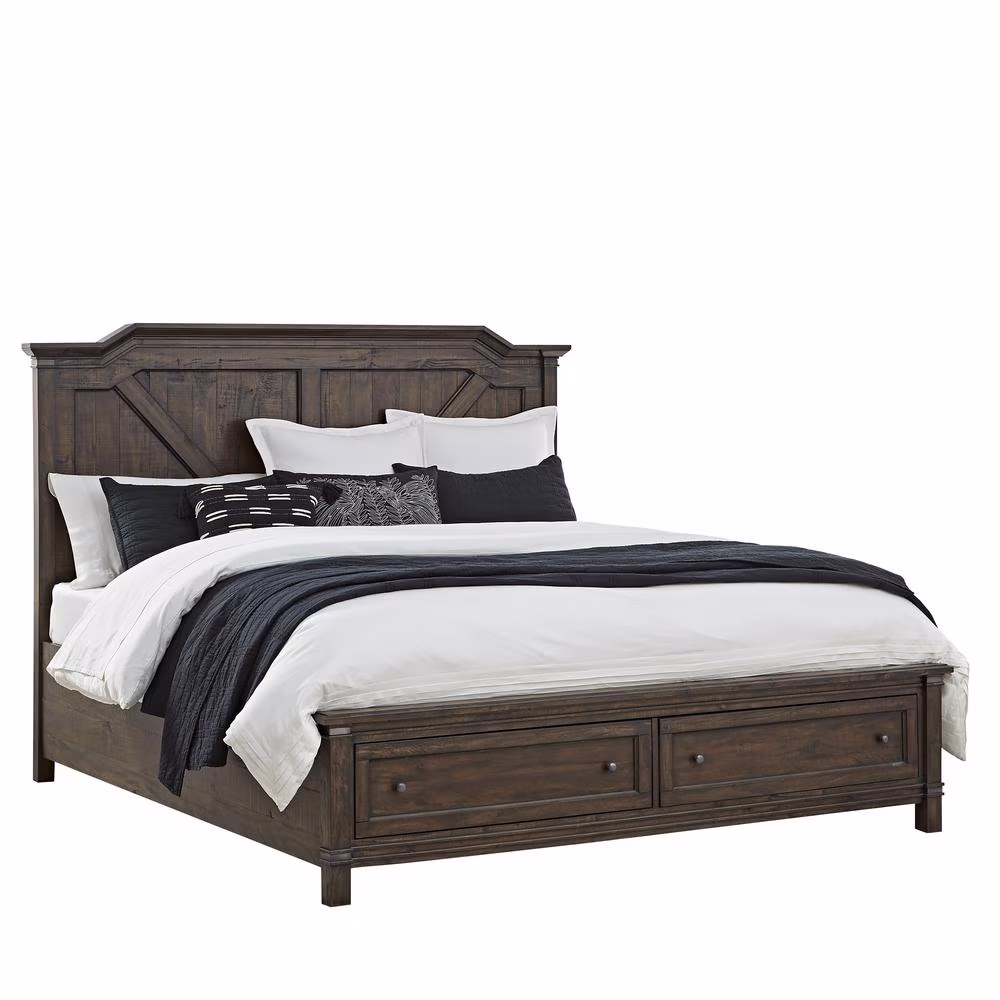 American Woodcrafters Farmwood Rustic Brown Wood Queen Storage Bed