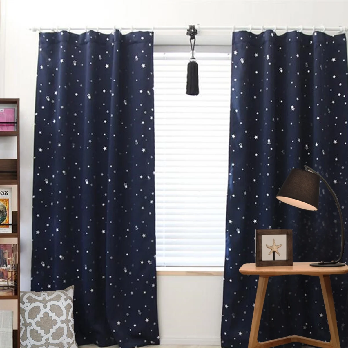 Blackout Curtain Single Panel,Star Blackout Window Curtains Room Thermal Insulated for Kids Boy Girls Bedroom
