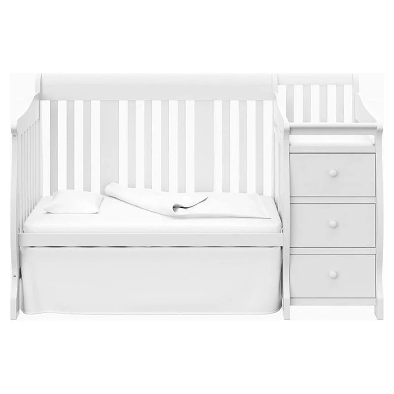 Baby Crib with Changing Table and 6 Drawer Double Dresser Set in Pure White