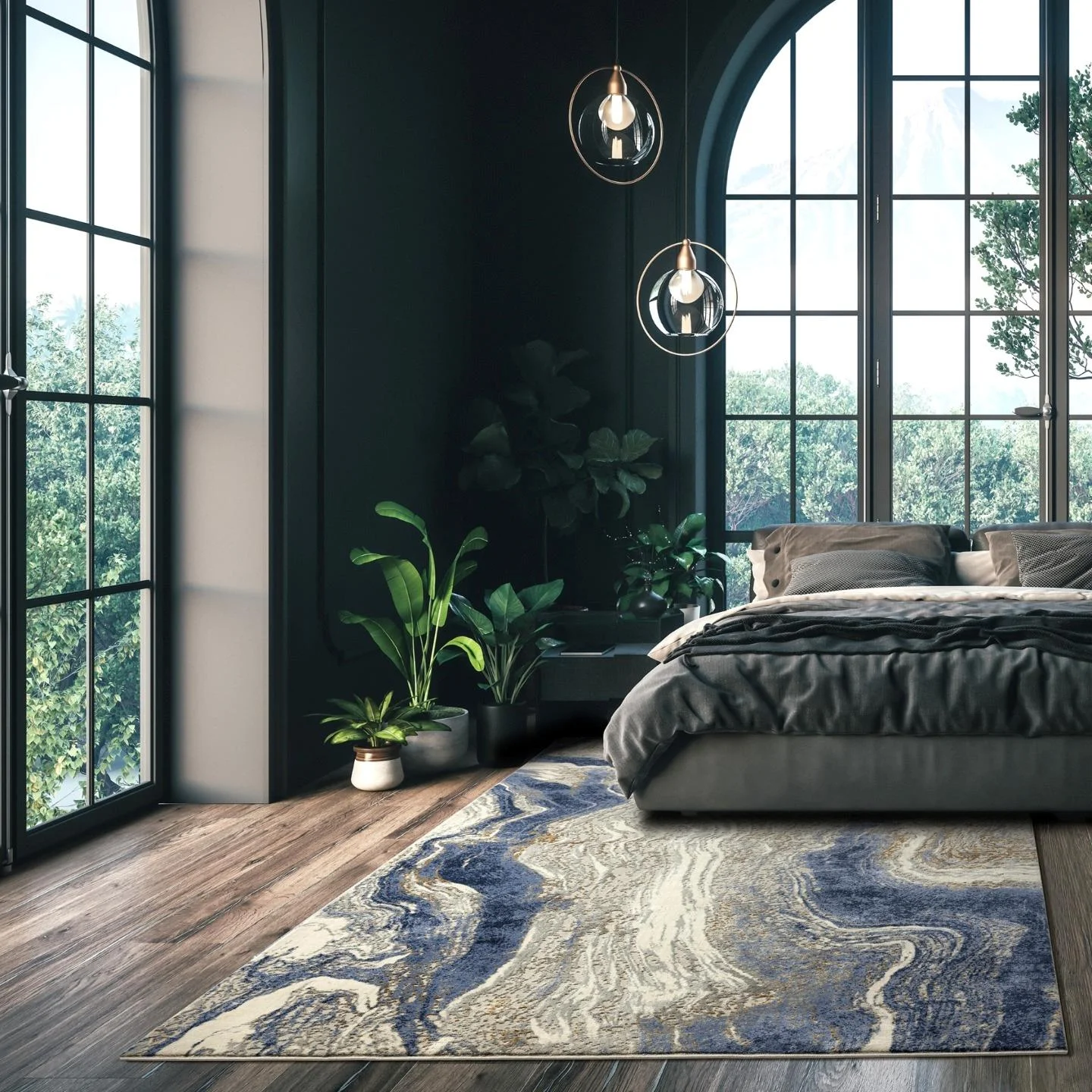 Luxe Weavers Marble Collection Blue 8x10 Artistic Abstract Area Rug