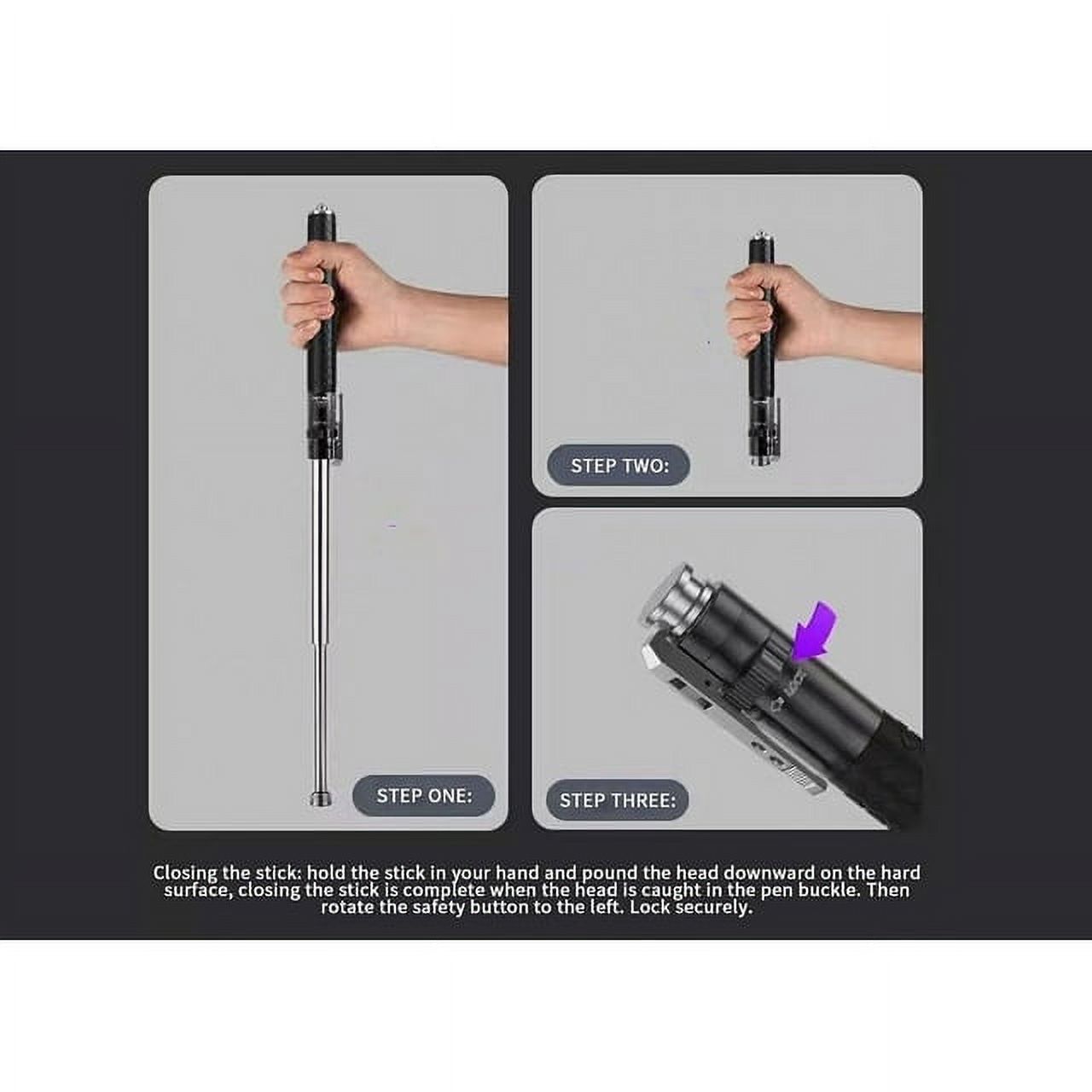 PANGJIGUIBA 2024New Enhanced Automatic Retractable Hiking Stick Auto Pop-up Enhanced Retractable Multi-Tool Walking Hiking Stick 3 Sections Trekking Poles with Sleeves and Tail Ropes Non-Sl