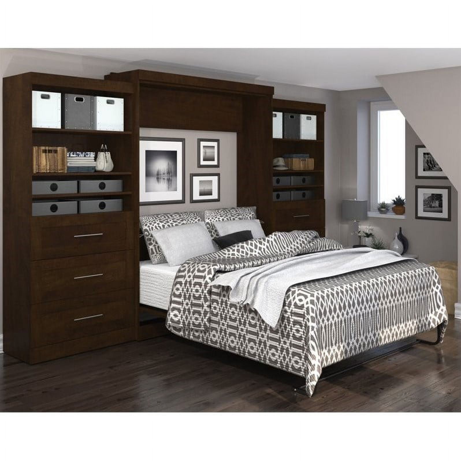 Atlin Designs Queen Wall Bed with Storage in Chocolate