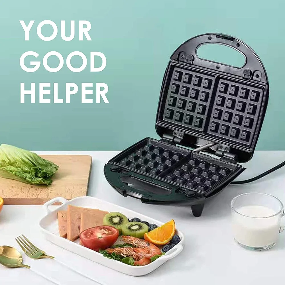 Meterk Breakfast Maker Standard 110V Household Stainless Steel Sandwich Multifunctional Waffle Heating Electric Baking Pan Steak Panini Bread Maker