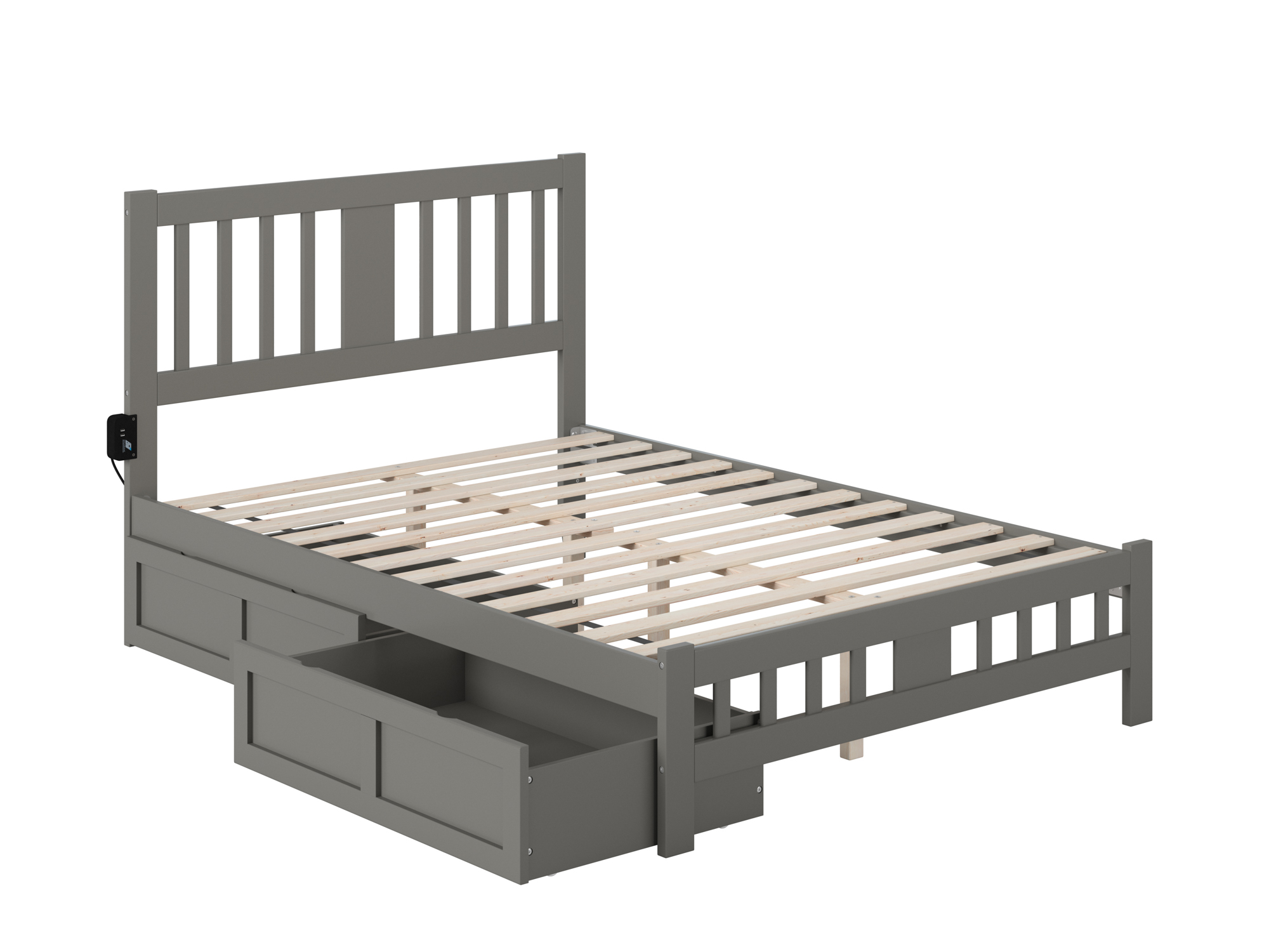 AFI Tahoe Full Wood Platform Bed with Headboard Footboard & 2 Storage Drawers, Grey
