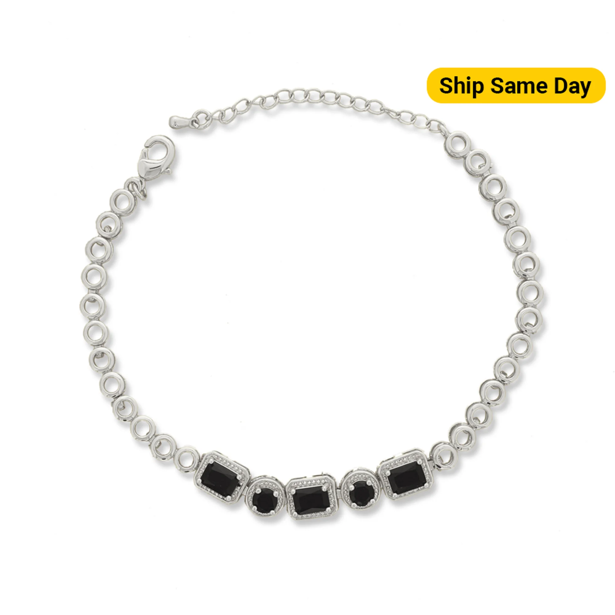 Kaash Customs Silver Plated Adjustable Chain CZ Stone Anklet Bracelet for Women Best Gift for Her