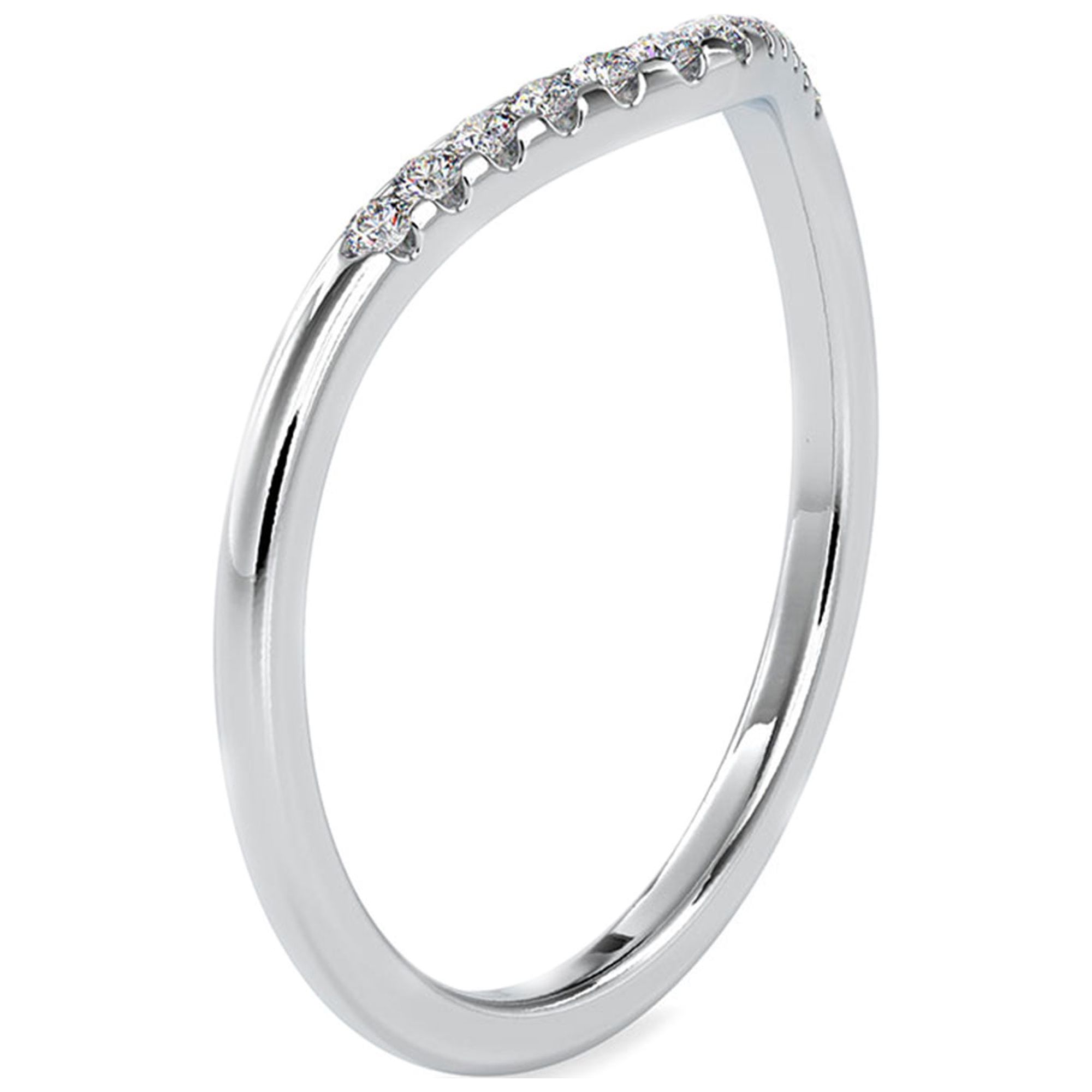 Moissanite Stackable Curved Eternity Ring in Gold, 925 Sterling Silver, US 4.00