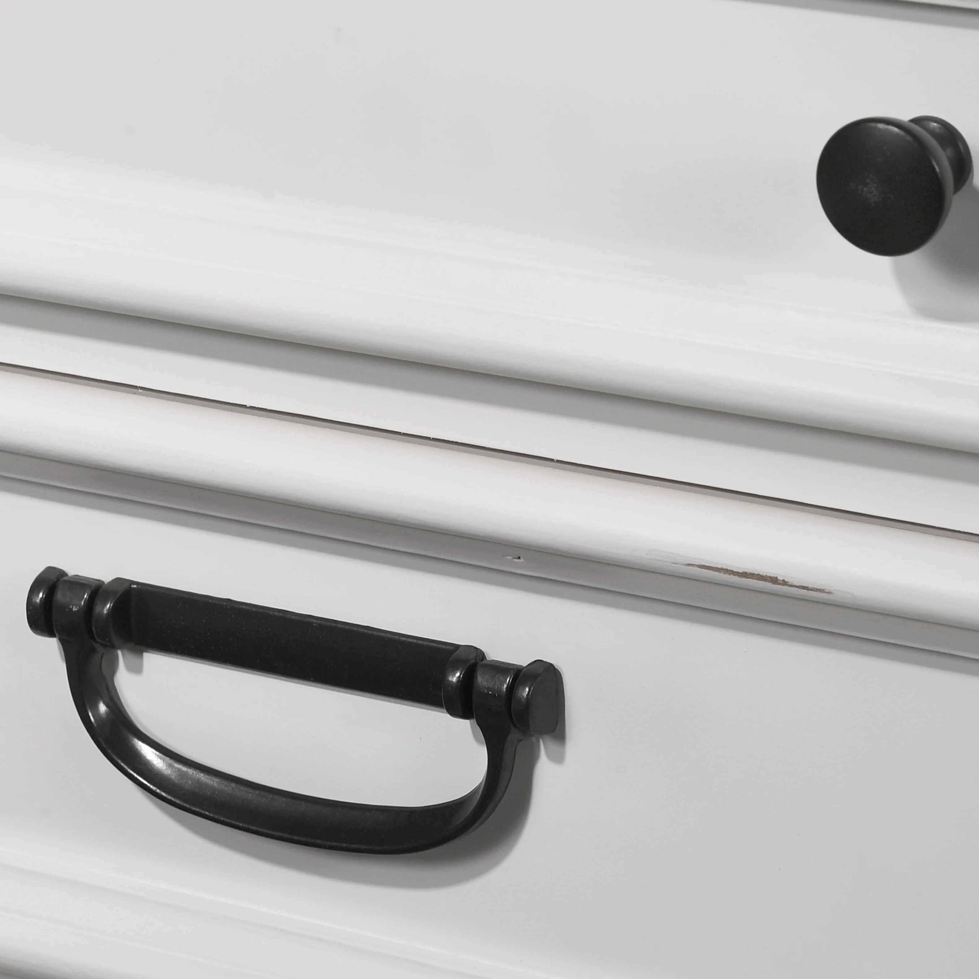 Clelane Wood 5-Drawer Chest, Weathered White and Gray