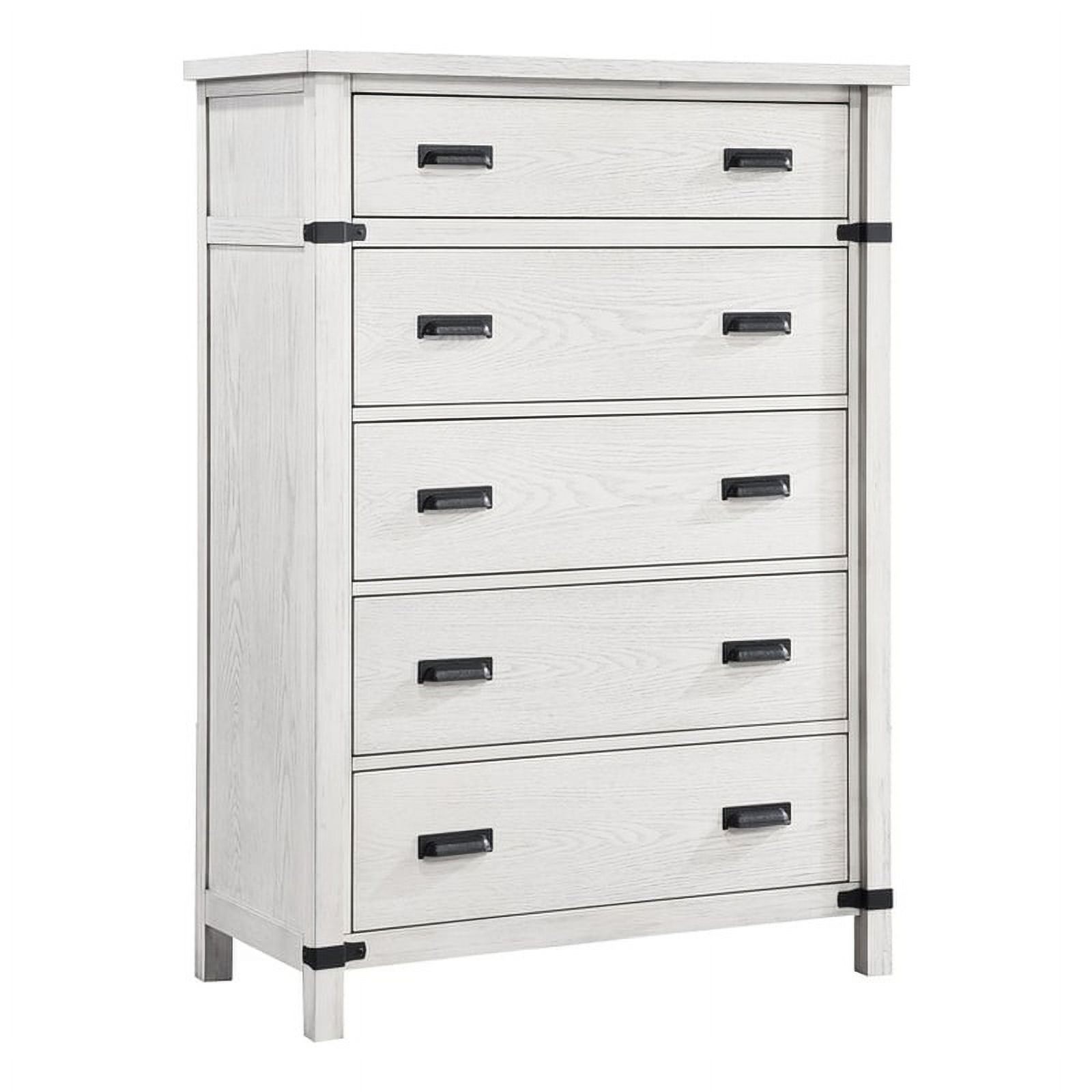 Loretta Modern Style 5- Drawer Chest Made with wood in Antique White