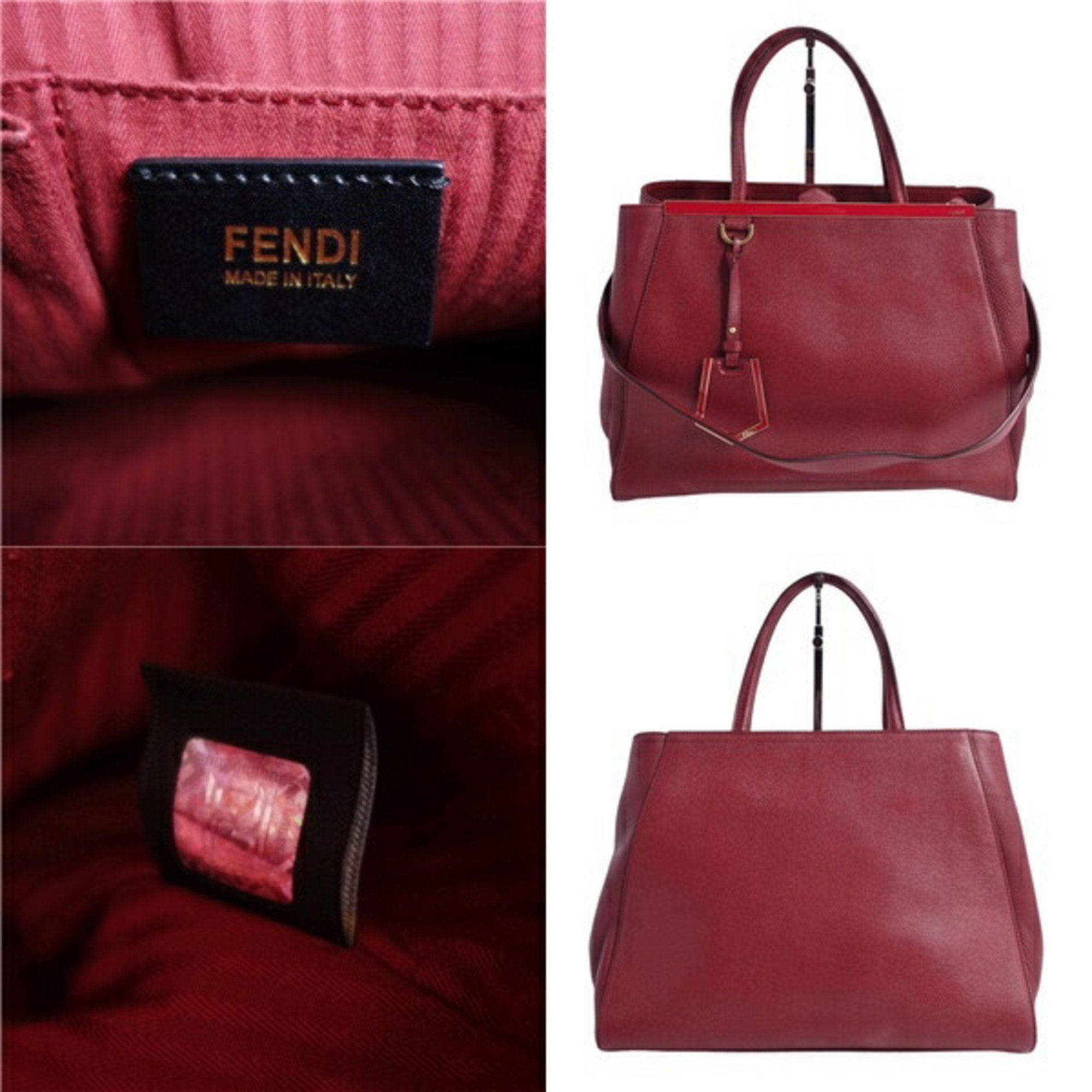 Pre-Owned Fendi FENDI bag 2 JOURS toe Jour 2way handbag shoulder calf leather ladies red (Good)