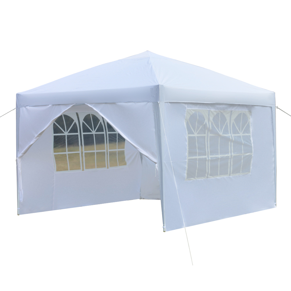Practical Waterproof Folding Tent - 3x3m Two Doors & Two Windows, White, Easy Setup, Weatherproof, Durable