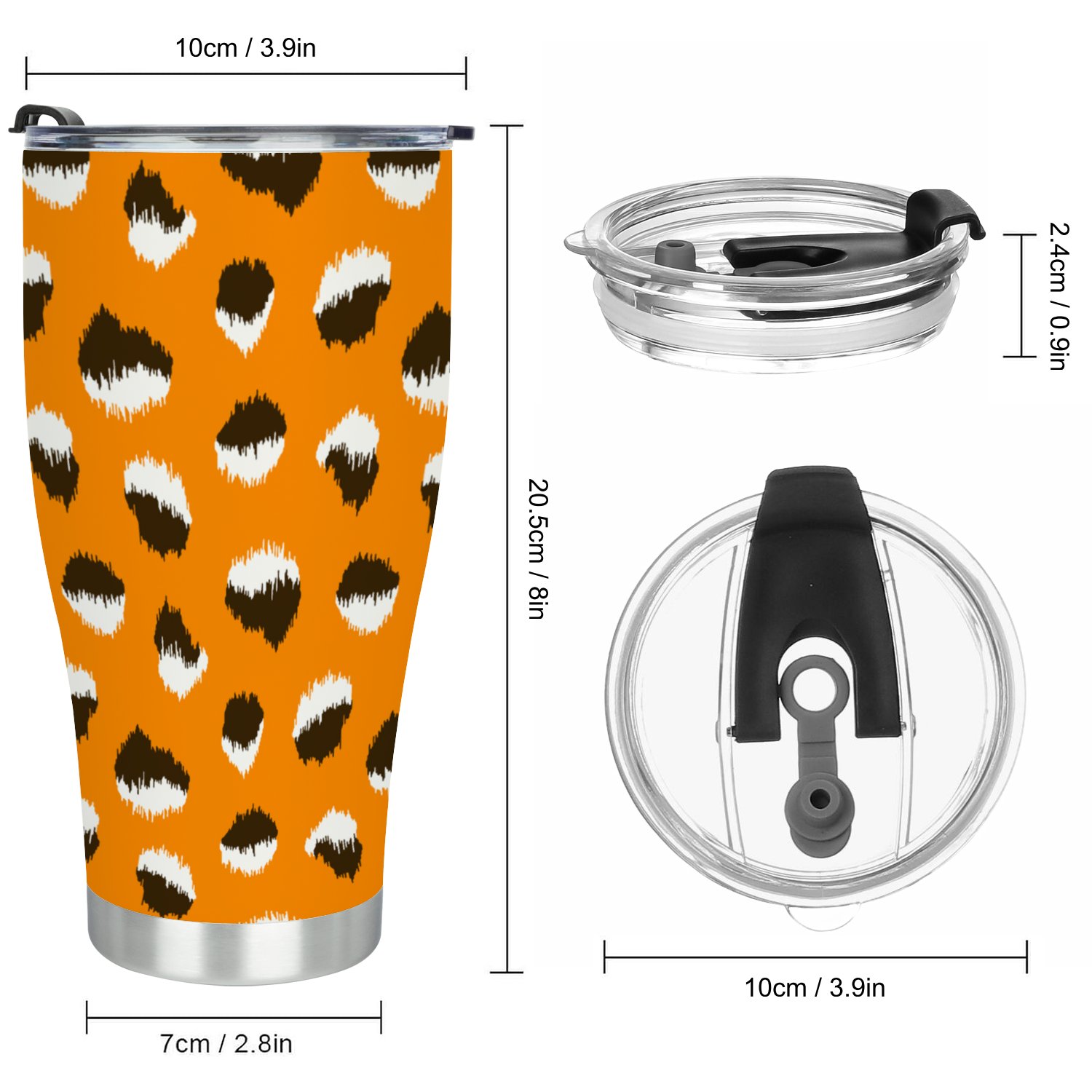 Hidove Stainless Steel Tumbler, All over Leopard Pattern Vector 30oz Leak Proof & Stainless Steel Bottle for Hot & Cold Drinks - Coffee Travel Mug, Water Metal Canteen, Thermal Cup