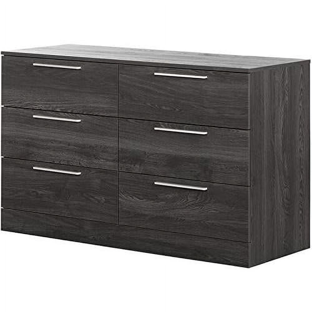6 Drawers Double Dresser For Bedroom, Modern Rustic Wood Sideboard For Living Room, Dark Grey