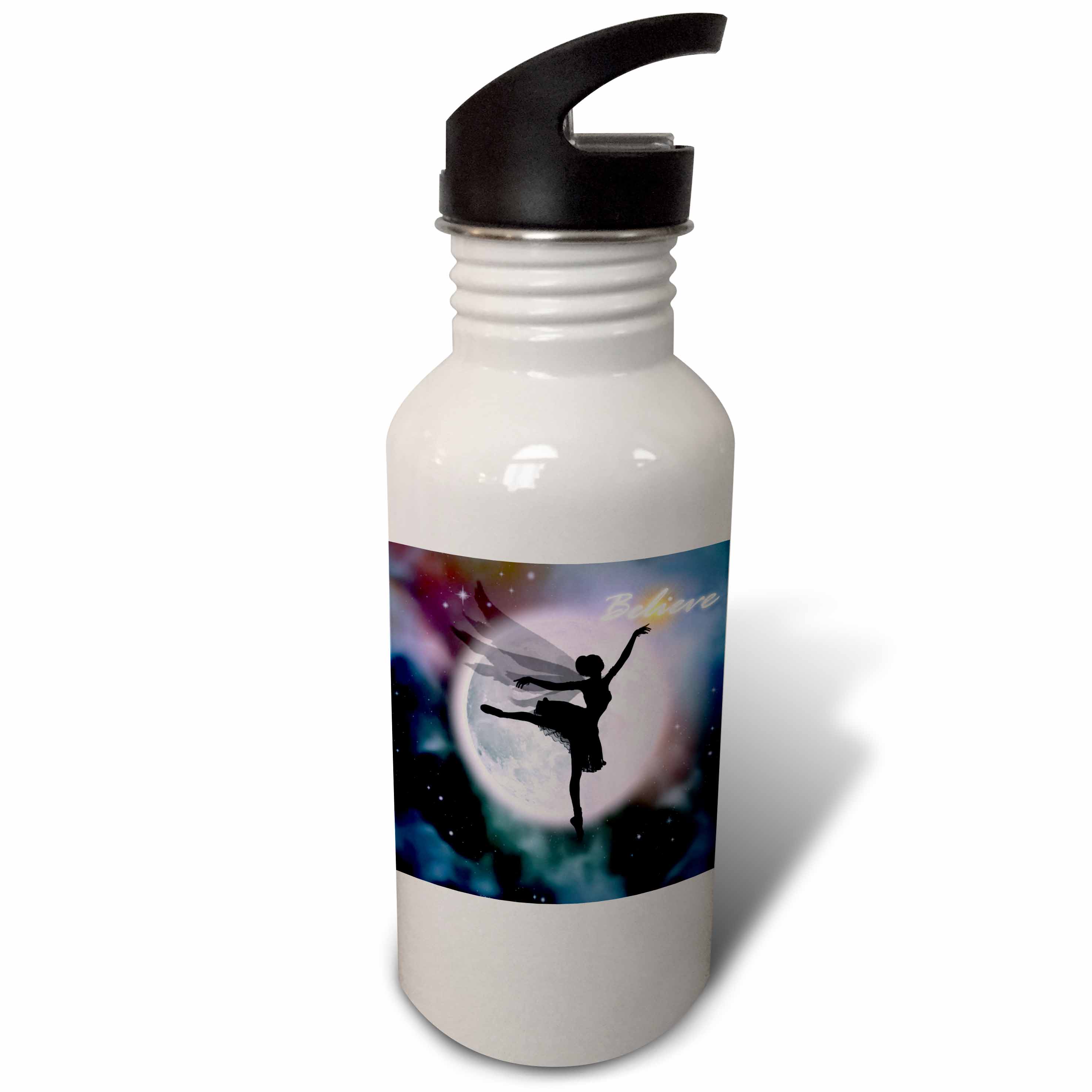 Believe, Fairy Dancing in Front Of Full Moon 21 oz Sports Water Bottle wb-160326-1