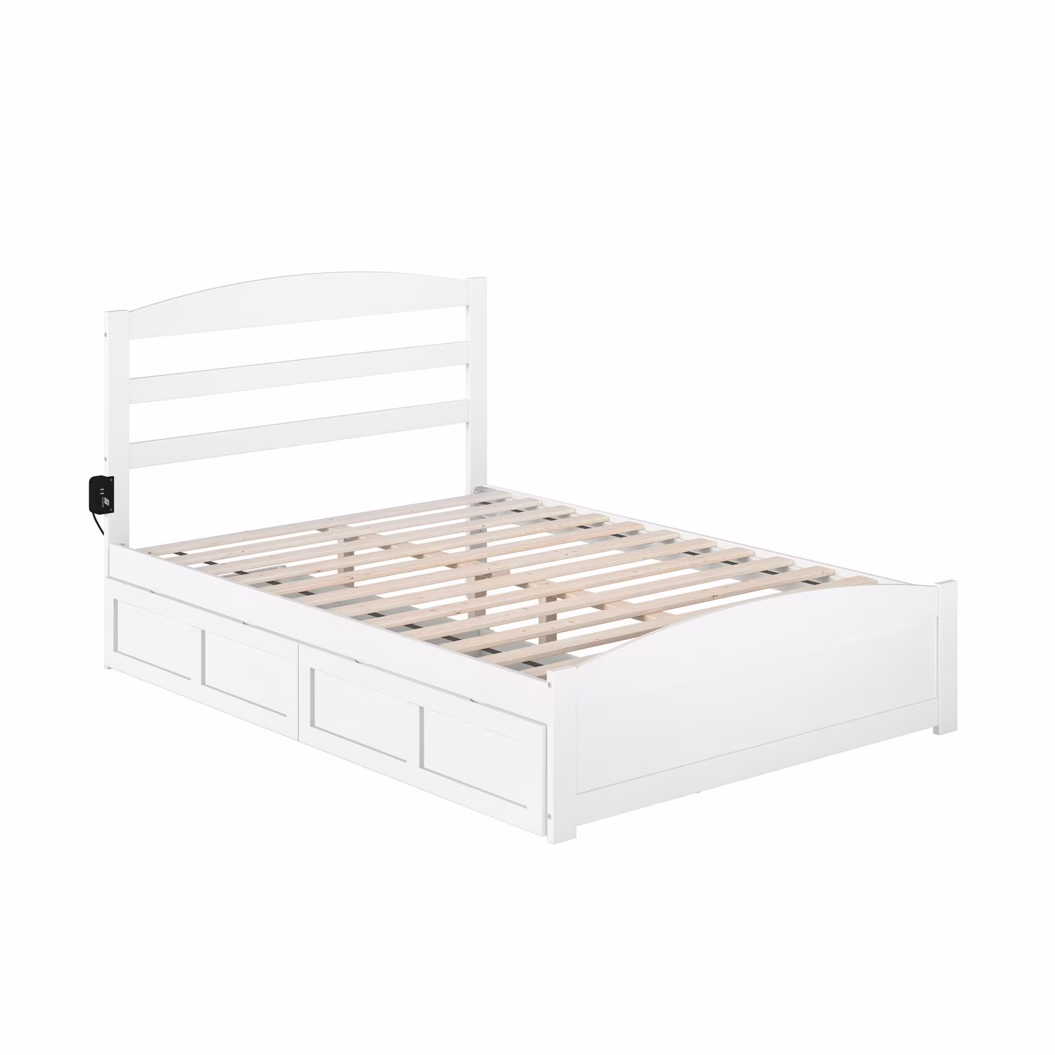 AFI Warren Platform Bed with Footboard and 2 Storage Drawers White Full