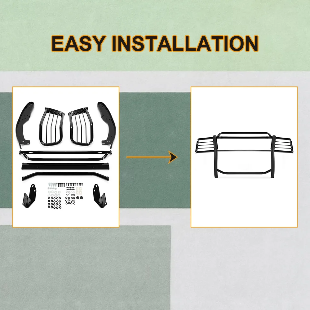 Kojem Front Bumper Grill Brush Headlight Guard Steel for 1997-2004  Ford F-150 F-250LD Heritage Expedition
