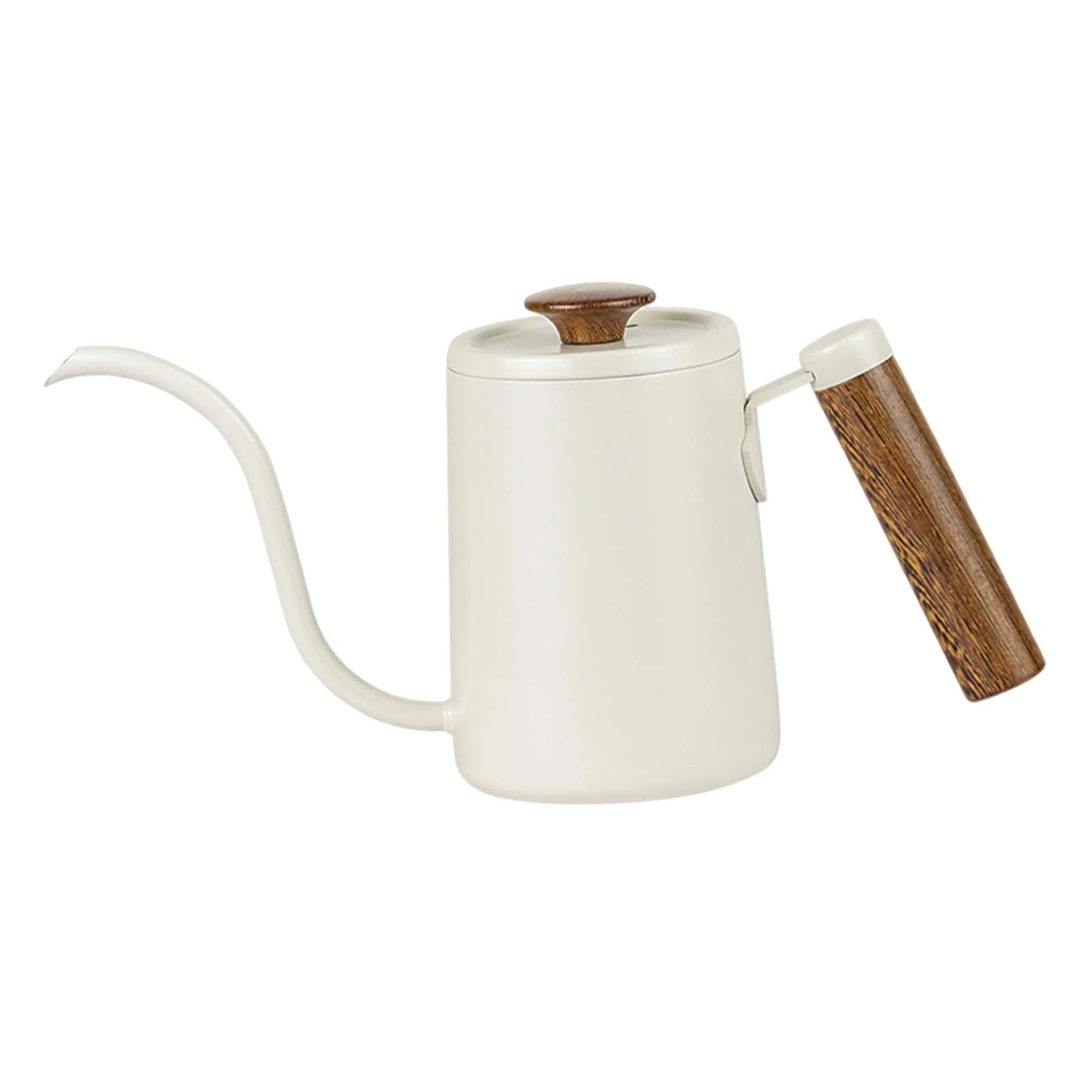 Drip Coffee Kettle, Long Gooseneck Coffee Tea Pot, Large 600ml, Ergonomic Wooden Handle, Precision Drip Pour over Kettle, Gooseneck Kettle Beige