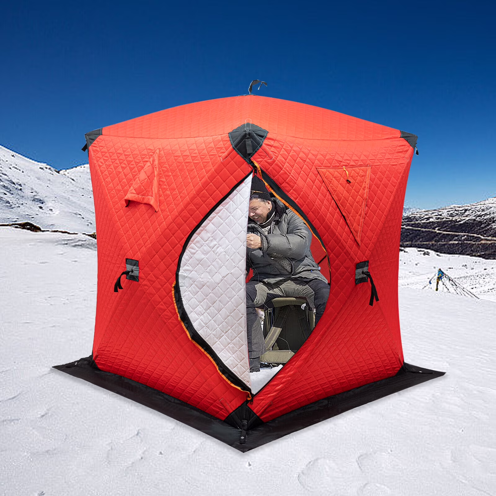 All-Round Protection 1-2 People Square Ice Fishing Tent for Parks Backyards