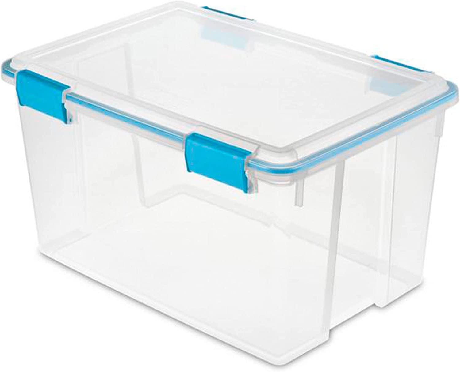 54 Quart Clear Plastic Stackable Storage Container Box Bin with Air Tight Gasket Seal Latching Lid Long Term Organizing Solution, 8 Pack