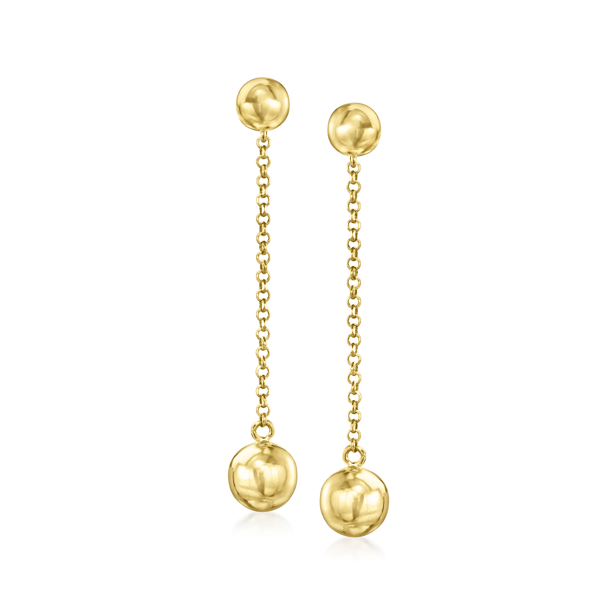 Ross-Simons Italian 18kt Gold Over Sterling Ball Chain Drop Earrings, Women's, Adult