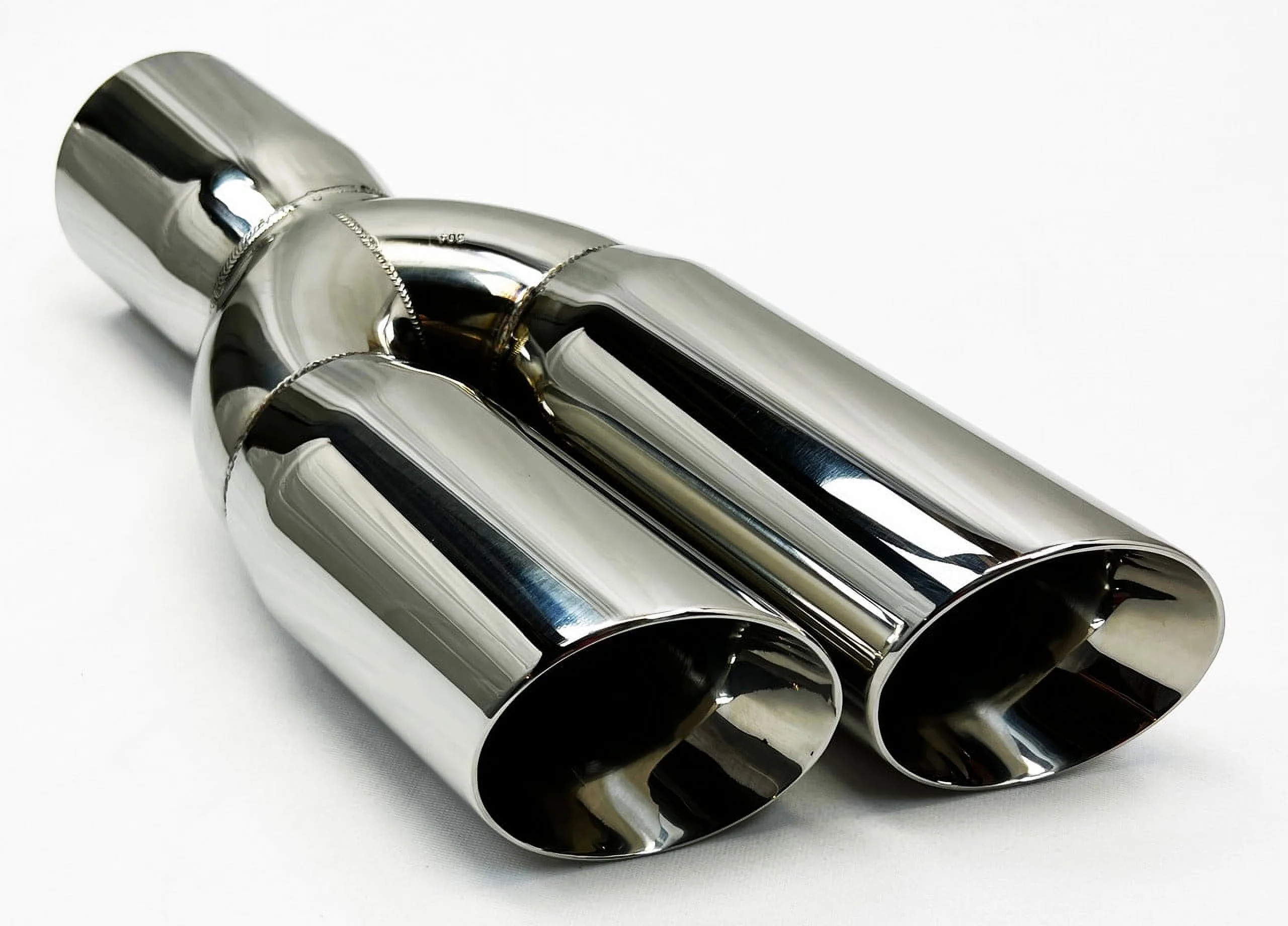 Exhaust Tip 3.00" Inlet 3.00" Outlet 13.00" long WDWDRS30013-300-HP-SS Dual Round Slant Polished 304 Stainless Wesdon Exhaust Tip