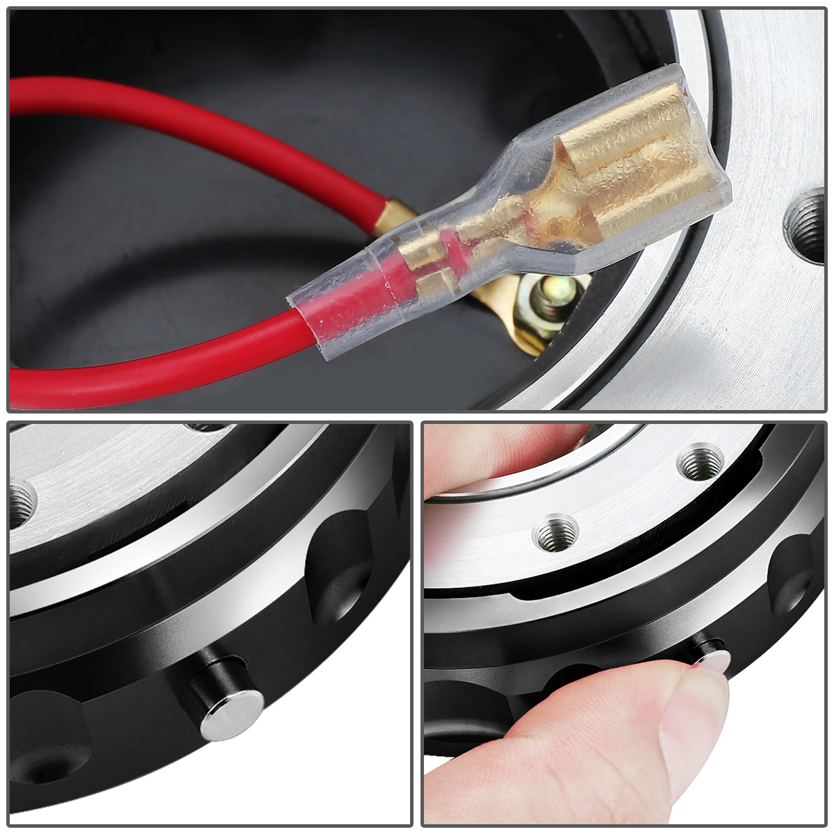 J2 Engineering J2-QR-ZTL-9070-BK Universal Fits 6 Bolt 70 / 74mm Steering Wheel Quick Release Hubs Adapter Black