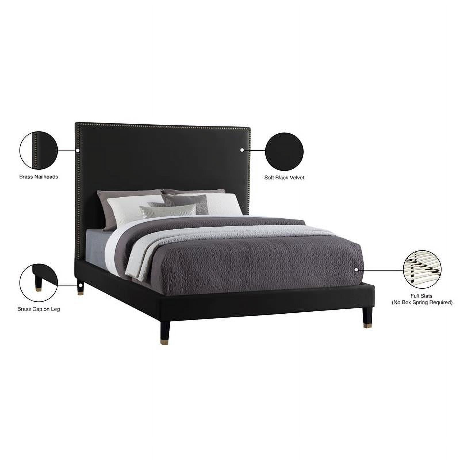 Meridian Furniture Harlie Black Velvet Queen Bed