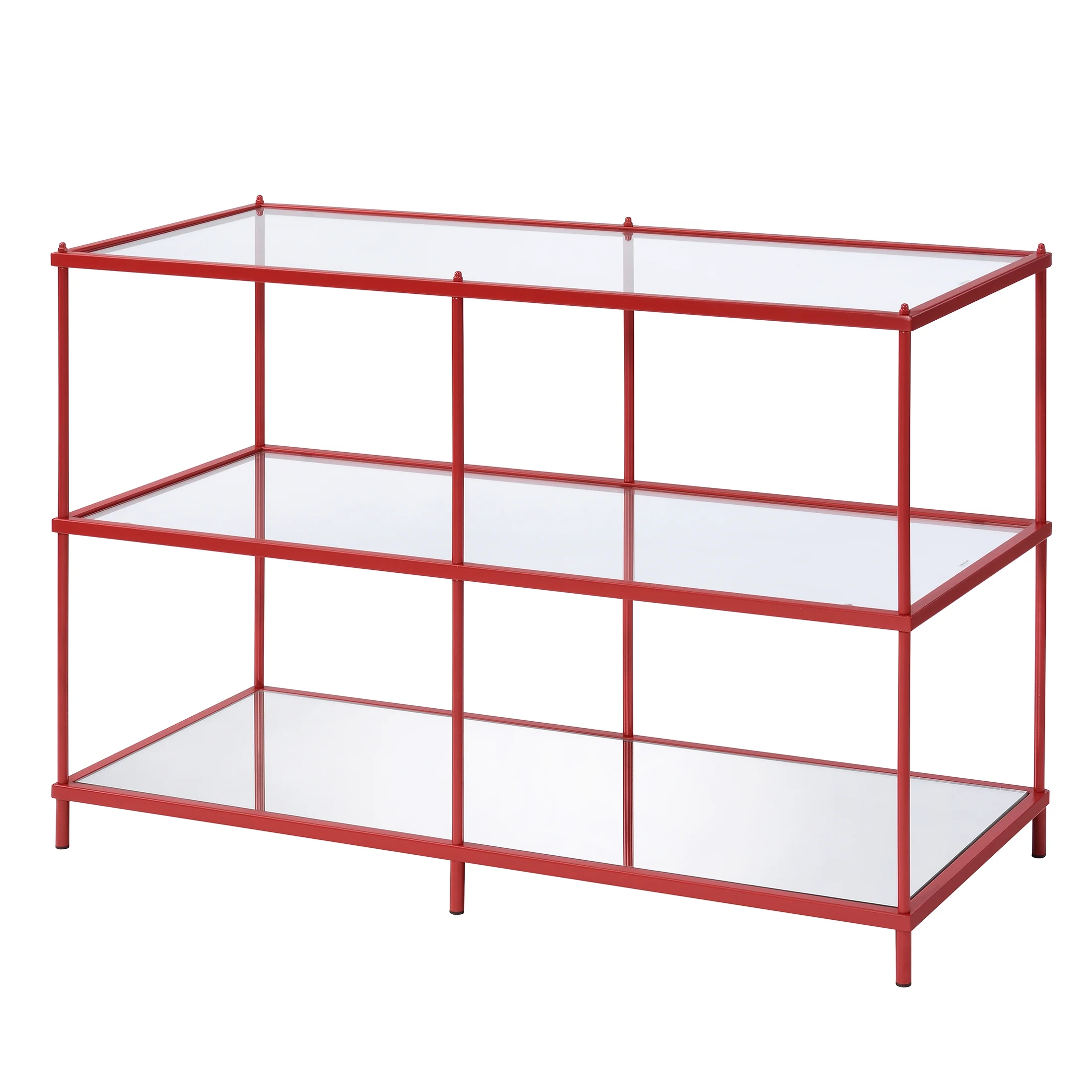 Furniture of America Tenne Glass Top Console Table, Red