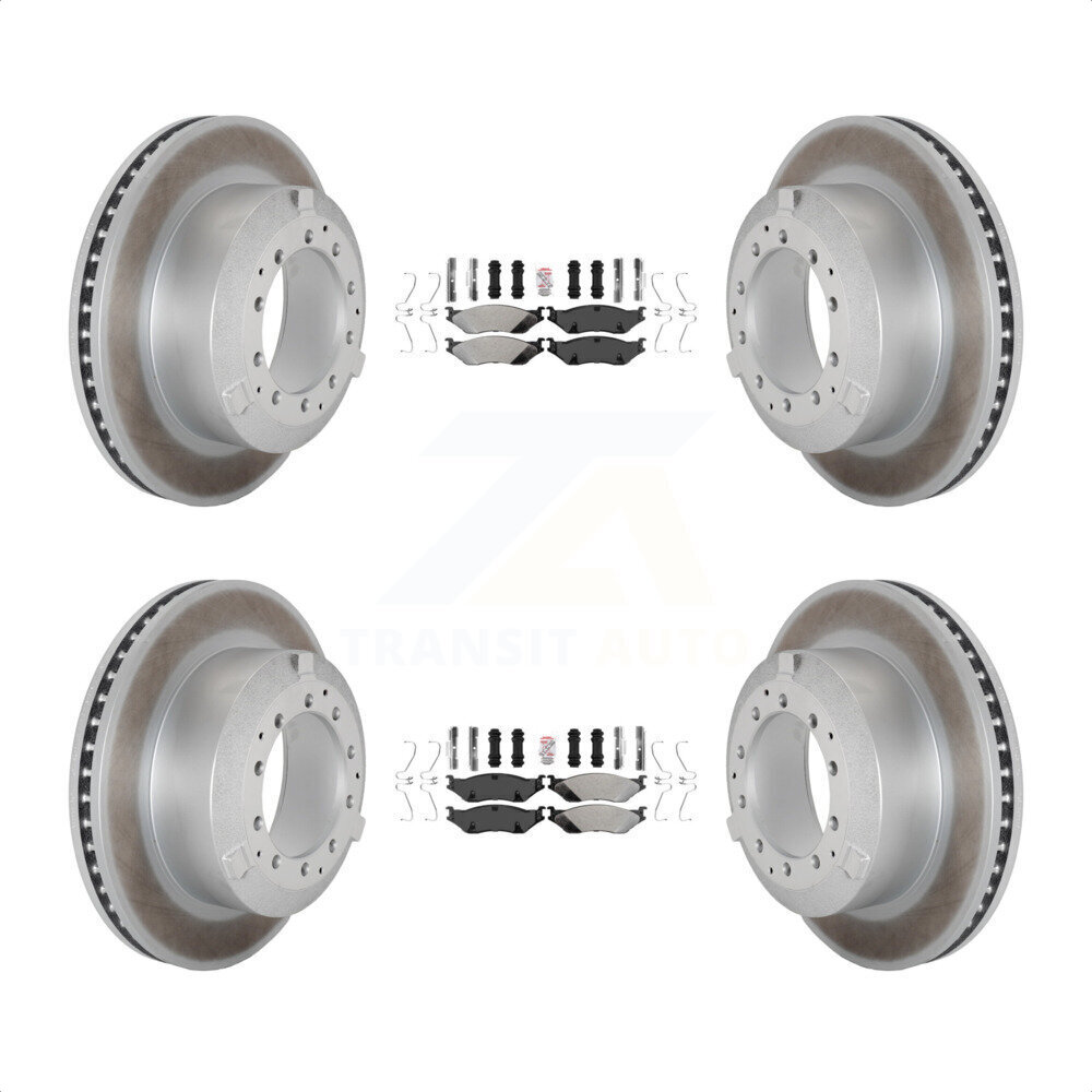 Transit Auto - Front Rear Semi-Metallic Pads And Coated Disc Brake Rotors Kit For International IC Corporation TerraStar AE School Bus AC Commercial KGA-105744