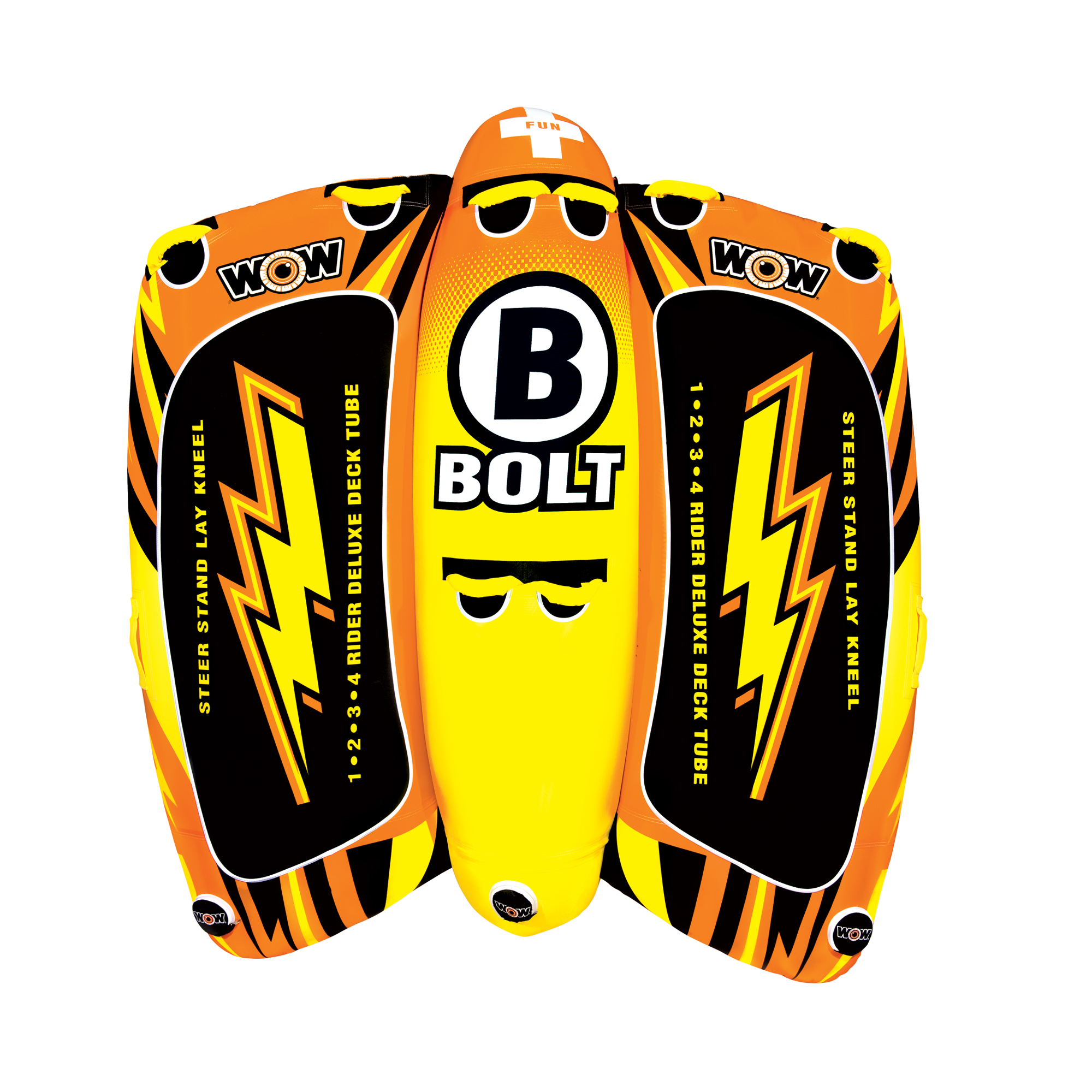 WOW Watersports 16-1040 Bolt 1-4 Person Rider Towable Boating Water Tube, Orange
